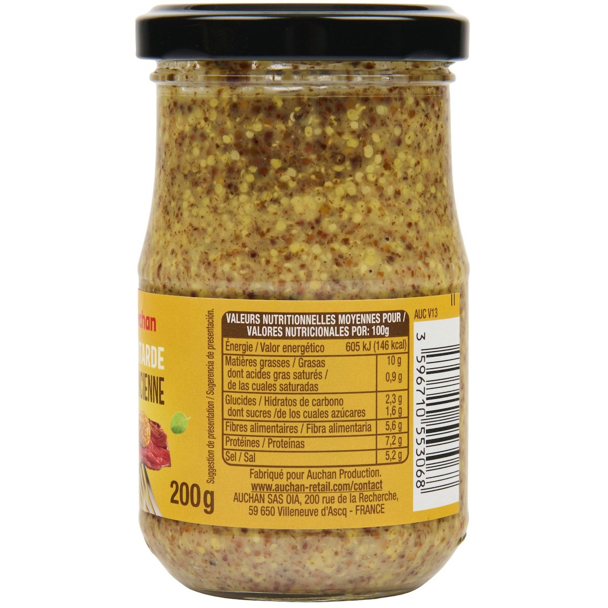 AUCHAN Moutarde à l'ancienne 200g