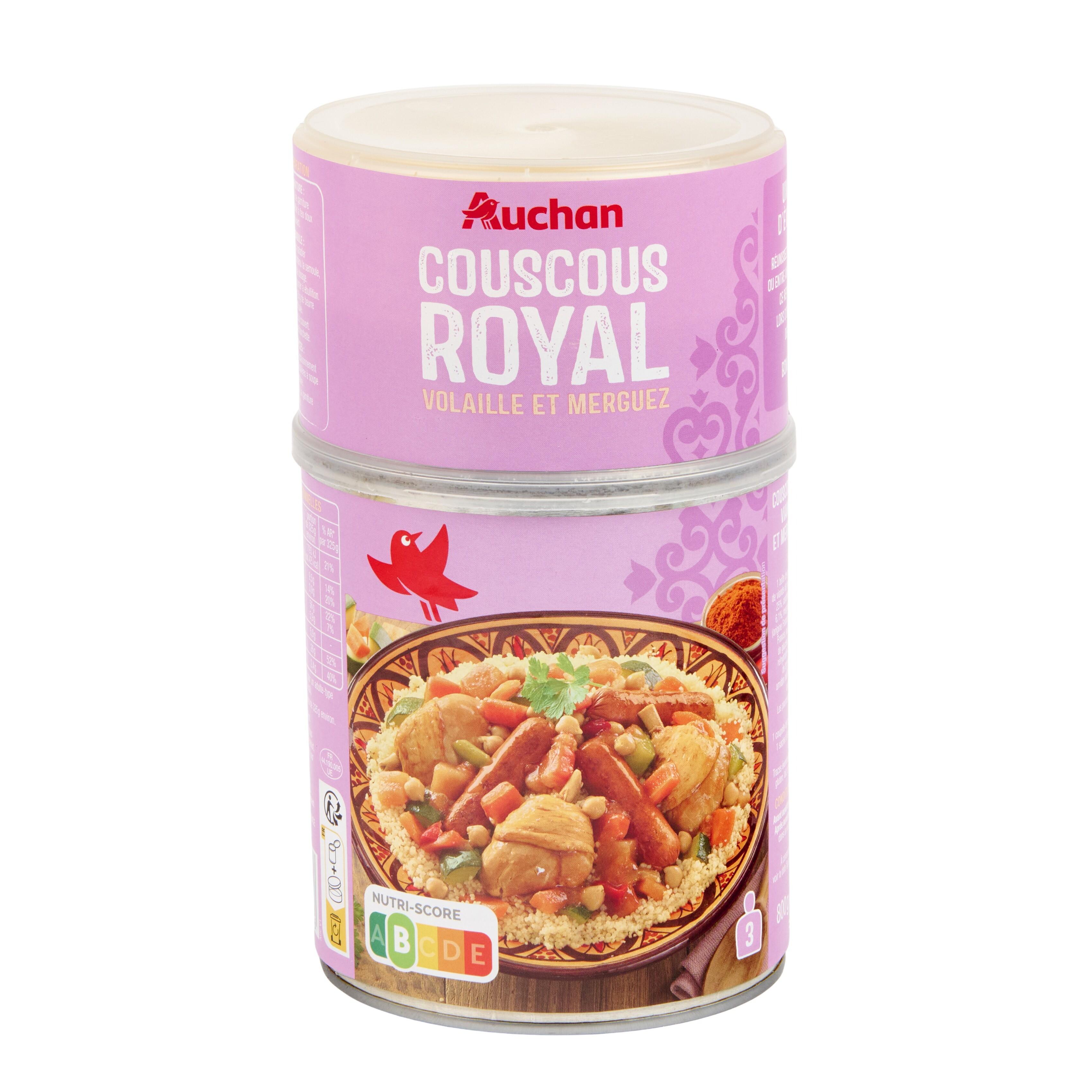Voir la diapositive 3 : AUCHAN Couscous royal volaille et merguez 3 portions 980g