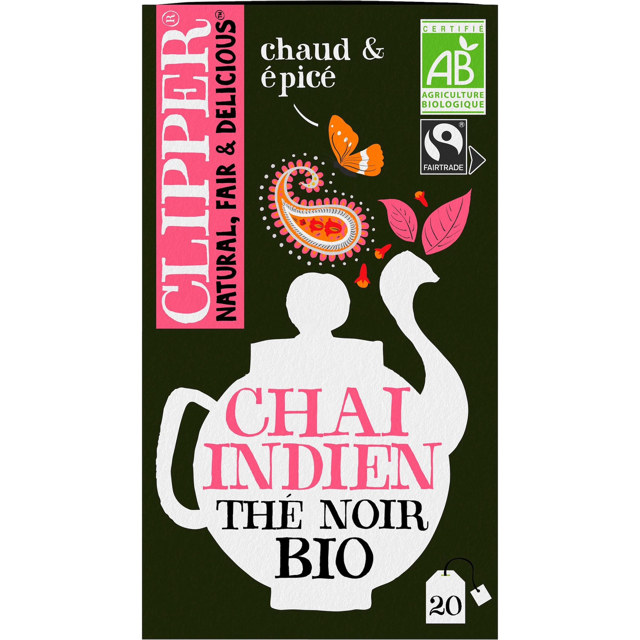 CLIPPER Thé noir chaï indien aux épices bio 20 sachets 50g
