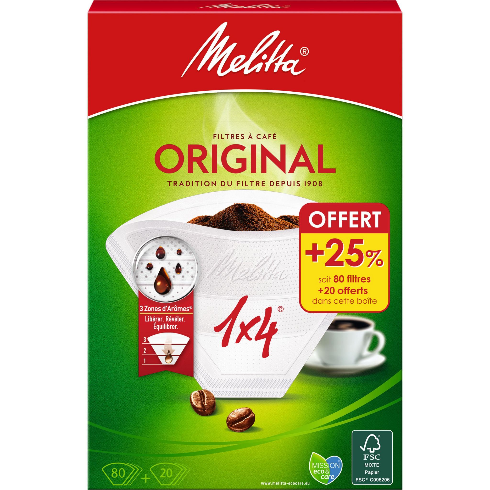 MELITTA Filtres à café blancs 1x4 80 + 20 offerts 204g