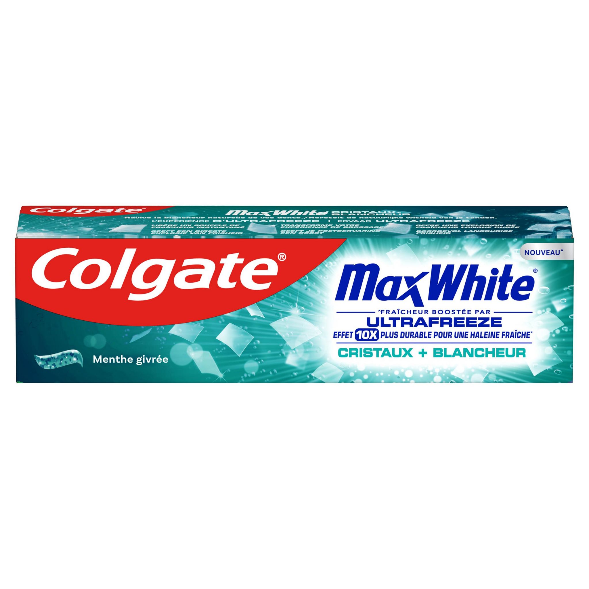 COLGATE Max White Dentifrice cristaux + blancheur parfum menthe givrée 75ml