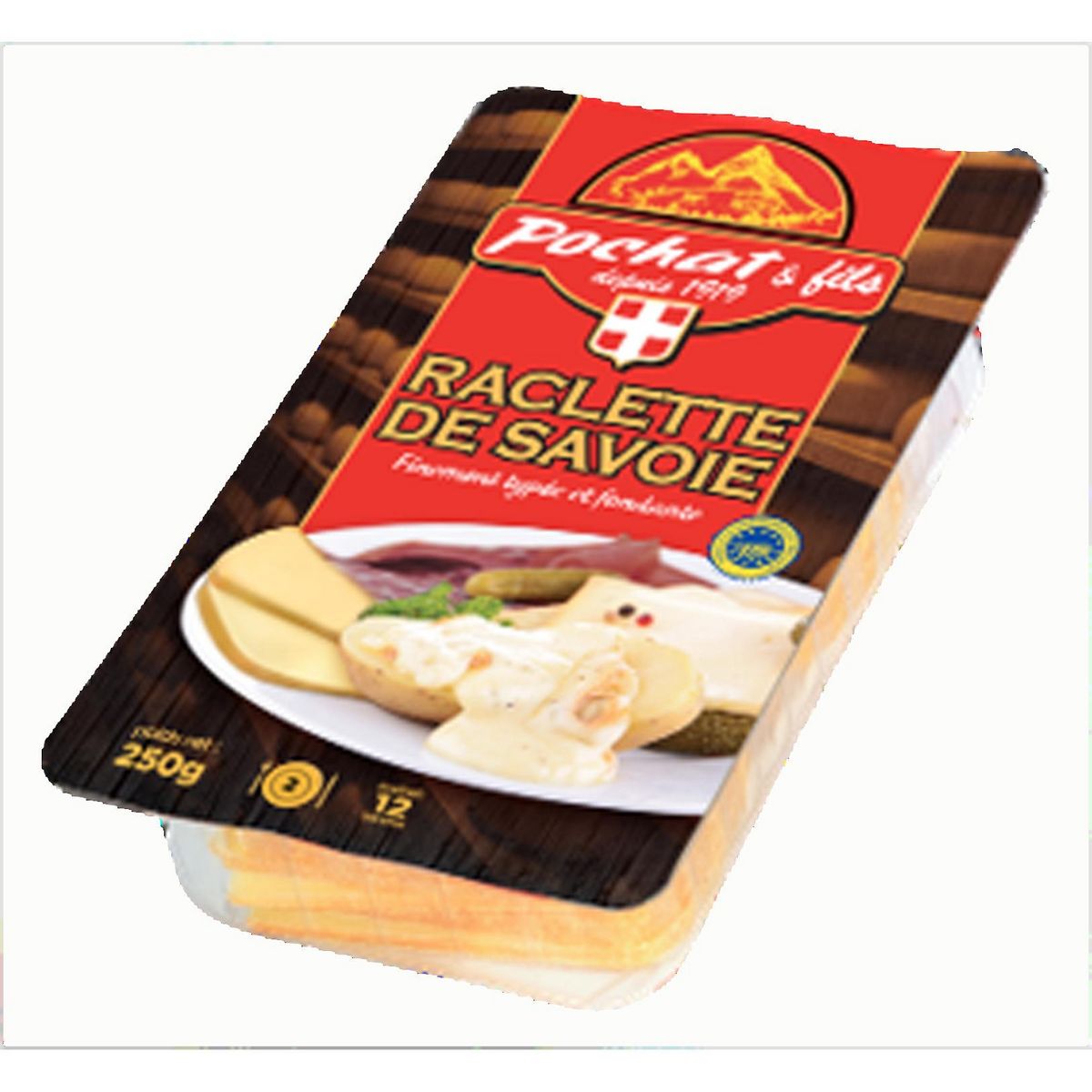 POCHAT & FILS Fromage à raclette igp de savoie affinée 8 semaines 8 tranches 250 g