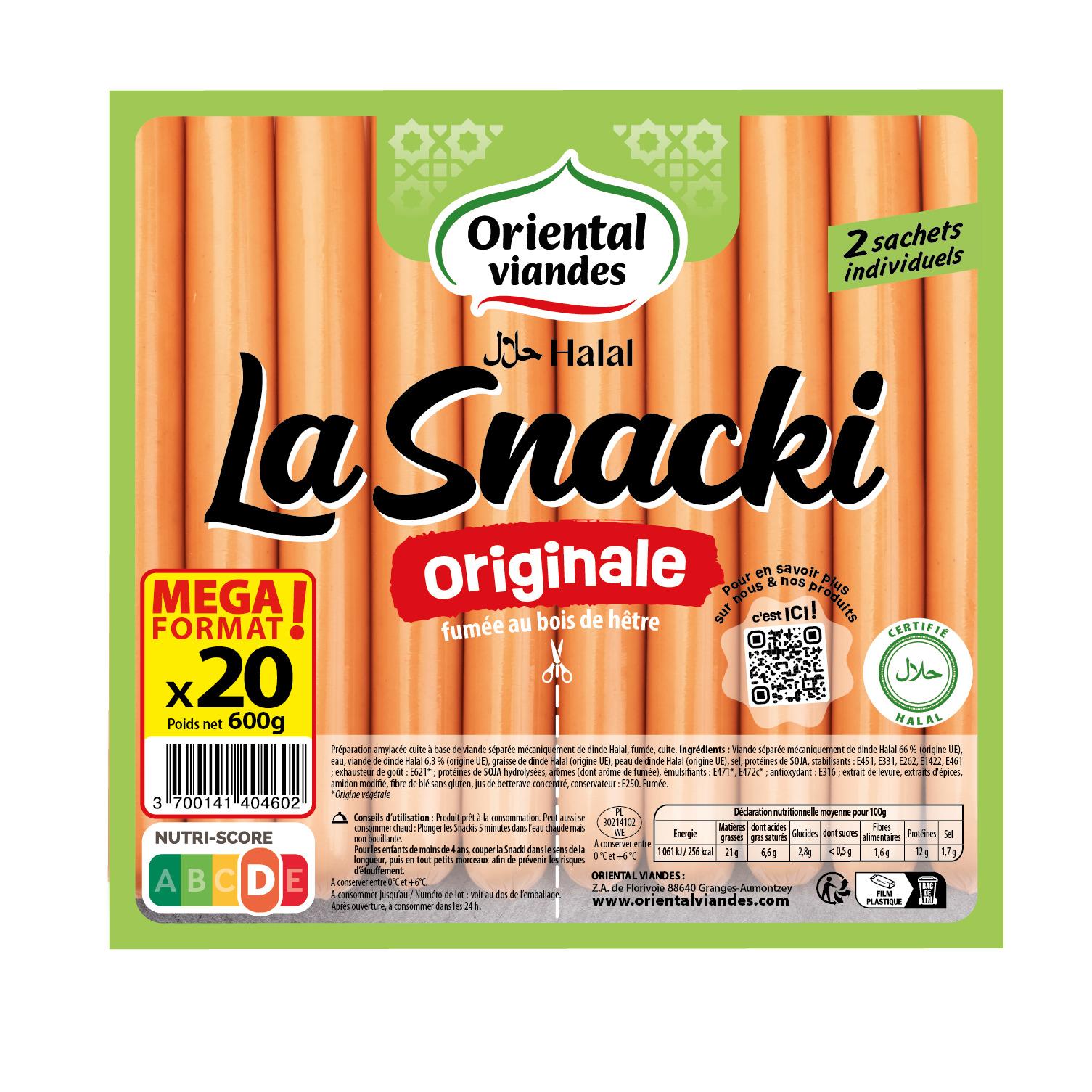 ORIENTAL VIANDES Snacki originale fumée au bois de hêtre halal 20 pièces 600g