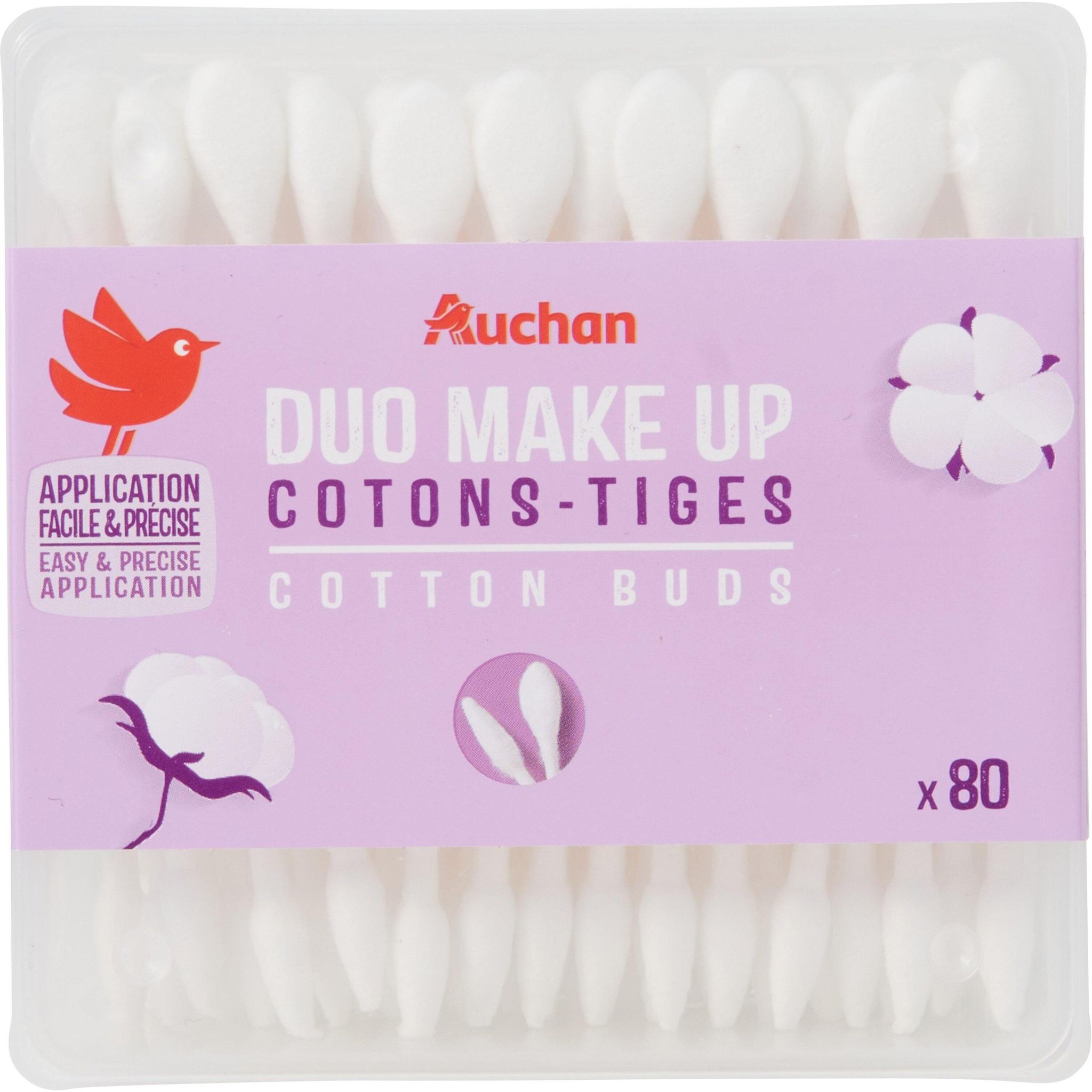 AUCHAN Cotons-tiges duo make-up 80 cotons-tiges
