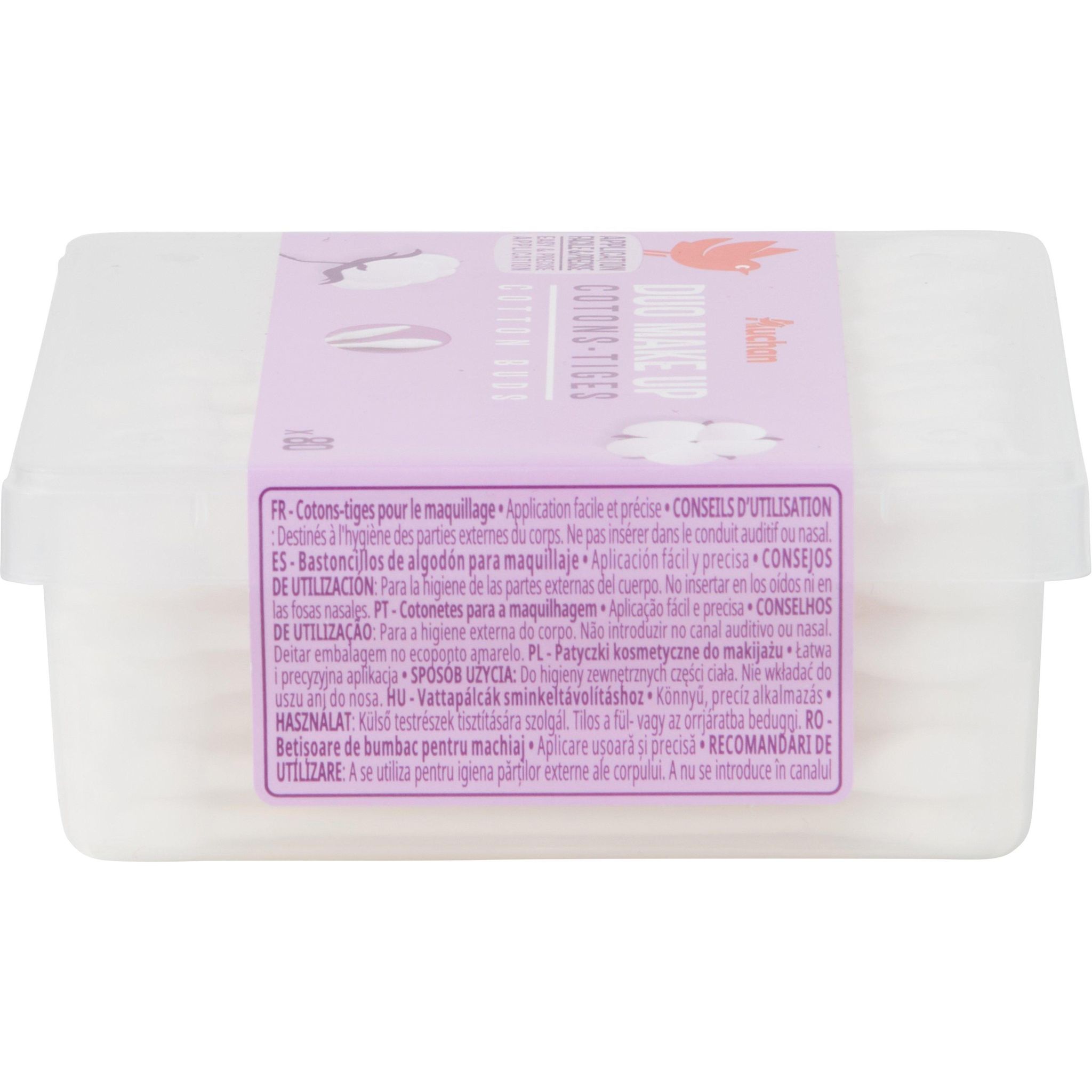 Voir la diapositive 4 : AUCHAN Cotons-tiges duo make-up 80 cotons-tiges