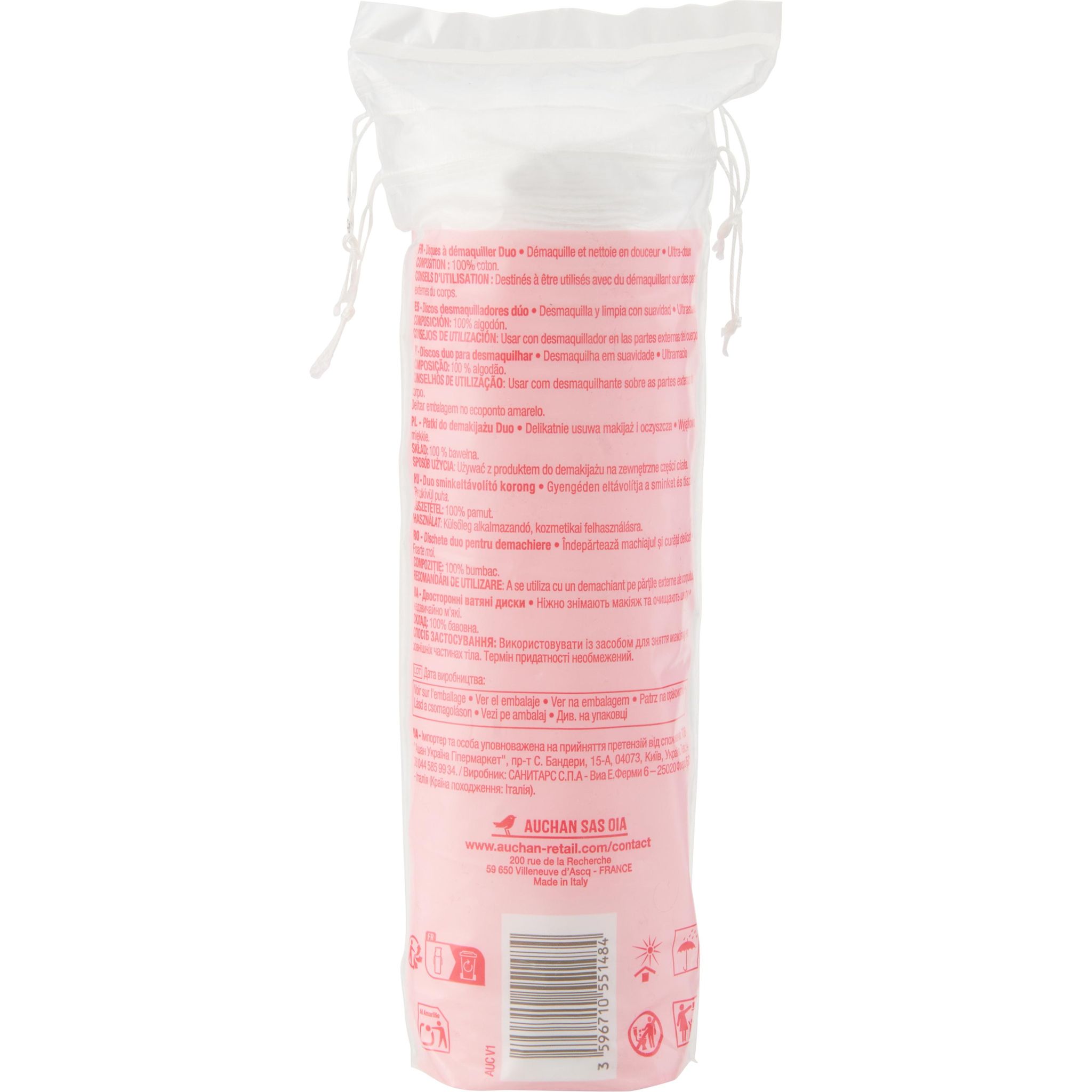 Voir la diapositive 2 : AUCHAN Comfort Disques duo à démaquiller 70 pièces