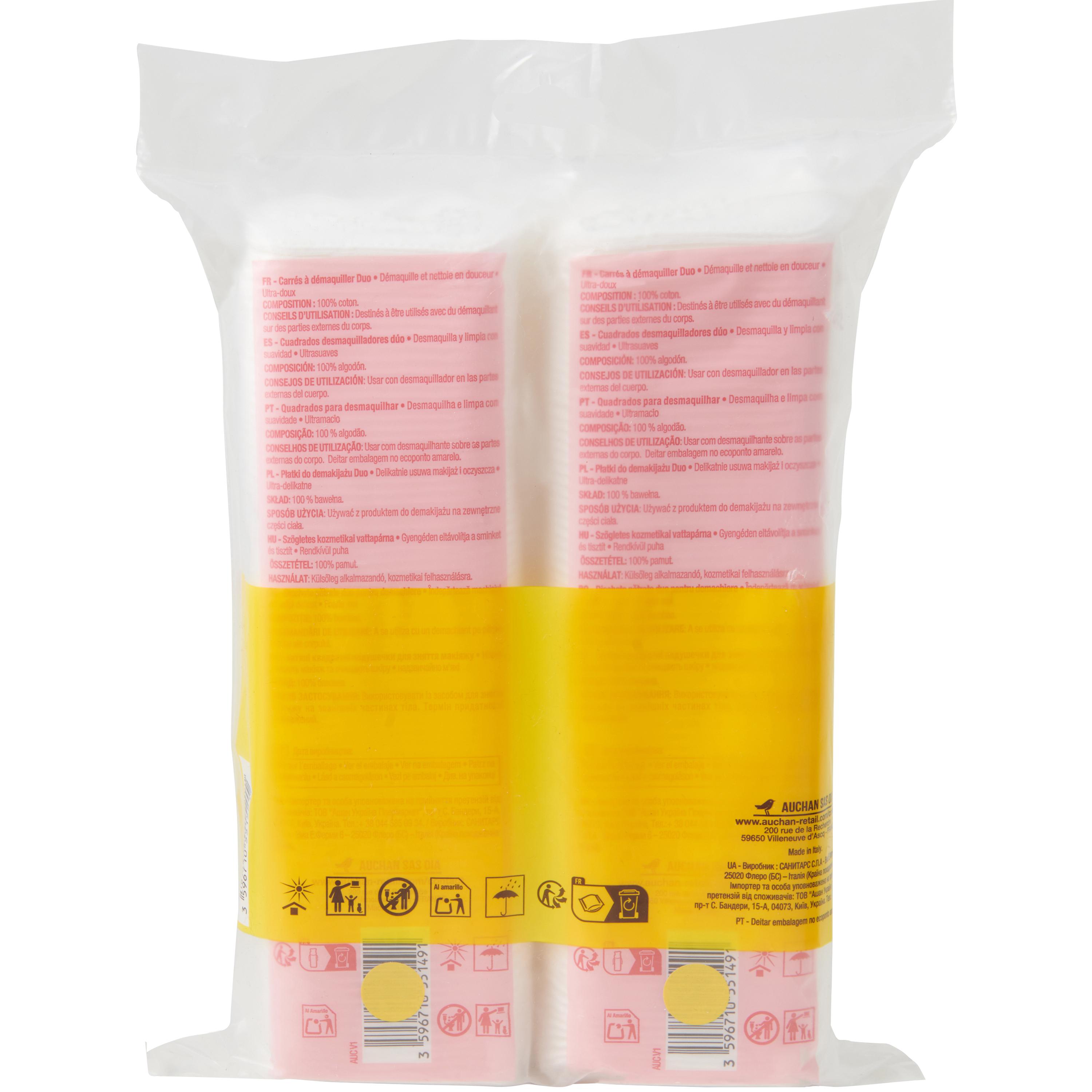 Voir la diapositive 2 : AUCHAN Comfort Carrés à démaquiller duo 160 cotons