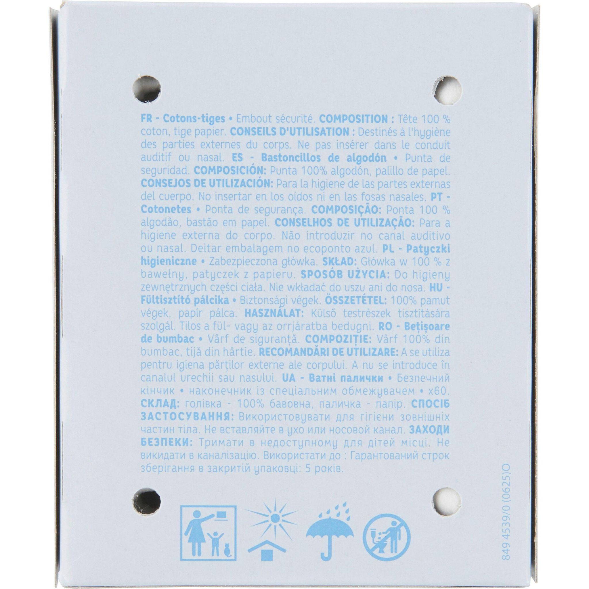 Voir la diapositive 2 : AUCHAN BABY Cotons-tiges pour bébé 60 cotons-tiges