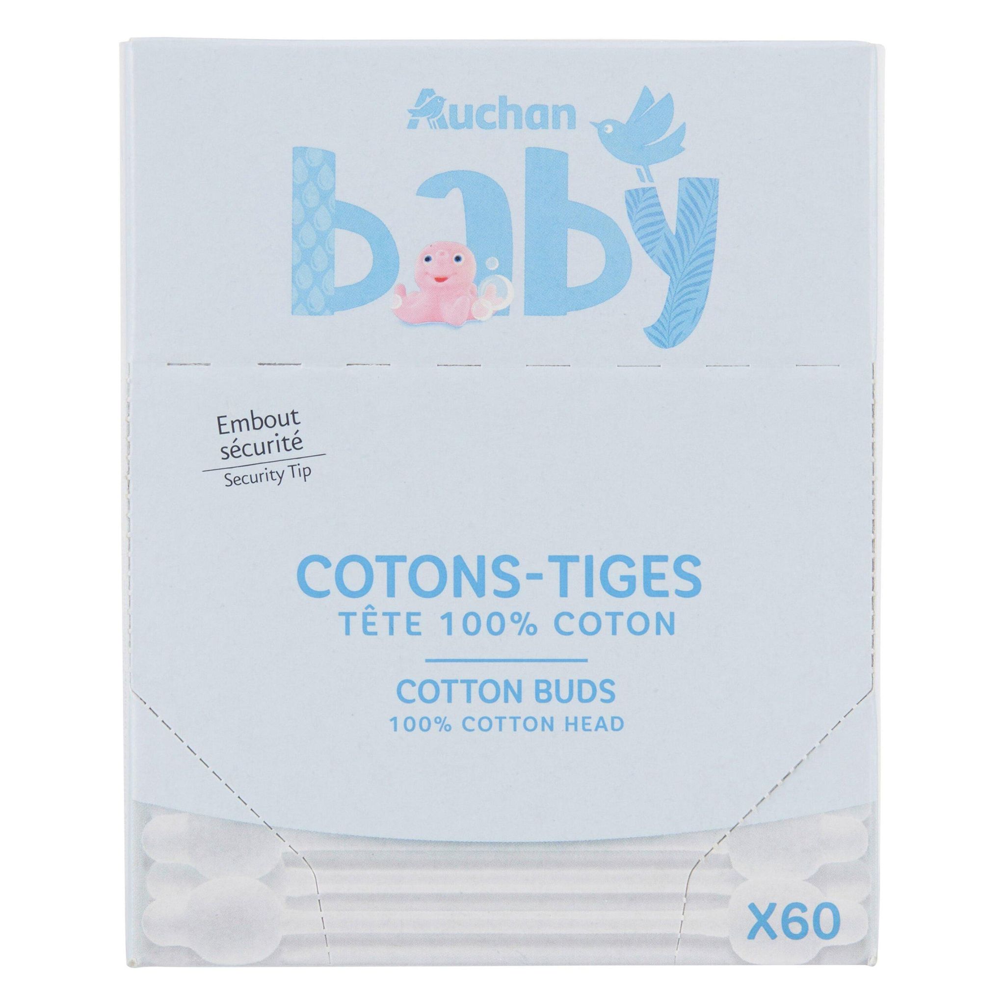 Voir la diapositive 3 : AUCHAN BABY Cotons-tiges pour bébé 60 cotons-tiges