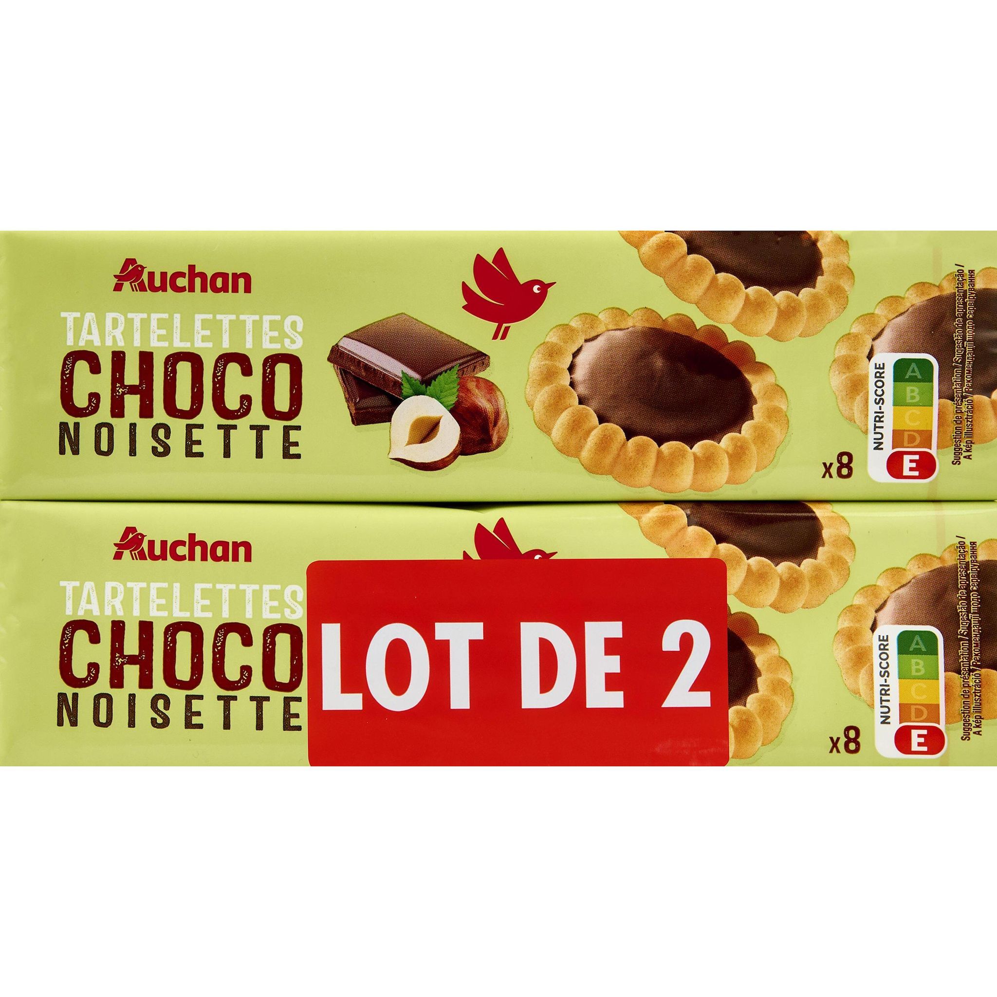 AUCHAN Tartelettes chocolat noisette 2x150g