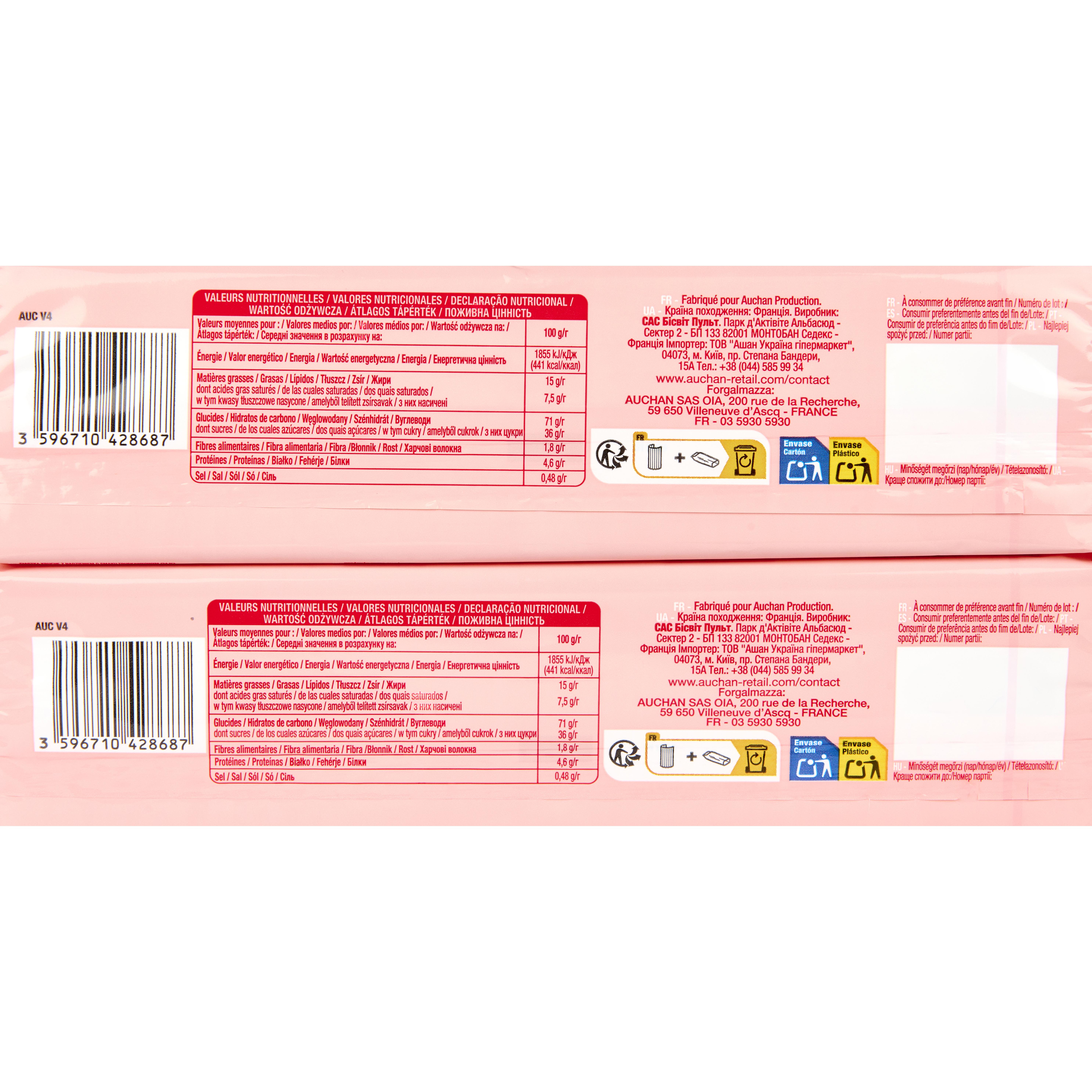 Voir la diapositive 4 : AUCHAN Tartelettes à la fraise 2x150g