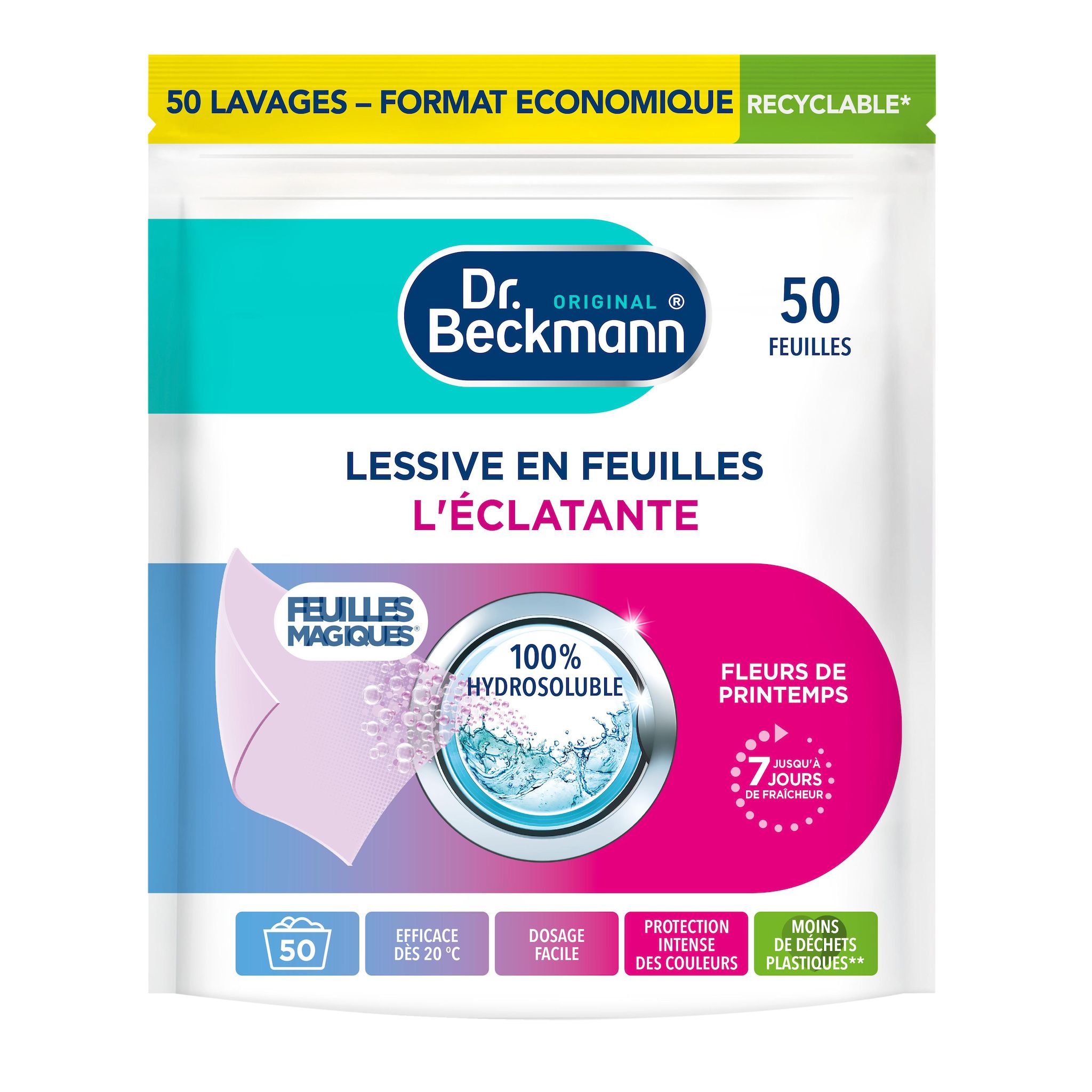 Voir la diapositive 2 : DR BECKMANN Lessive feuilles fraîcheur intense 50 lavages 50 doses