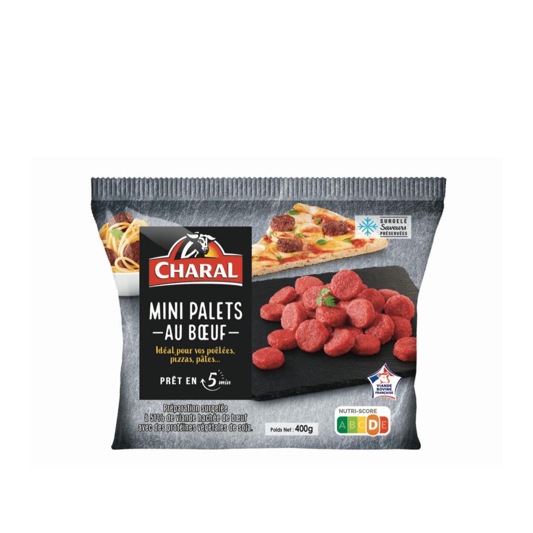 CHARAL Mini palets au boeuf 12,7%MG surgelés 400g