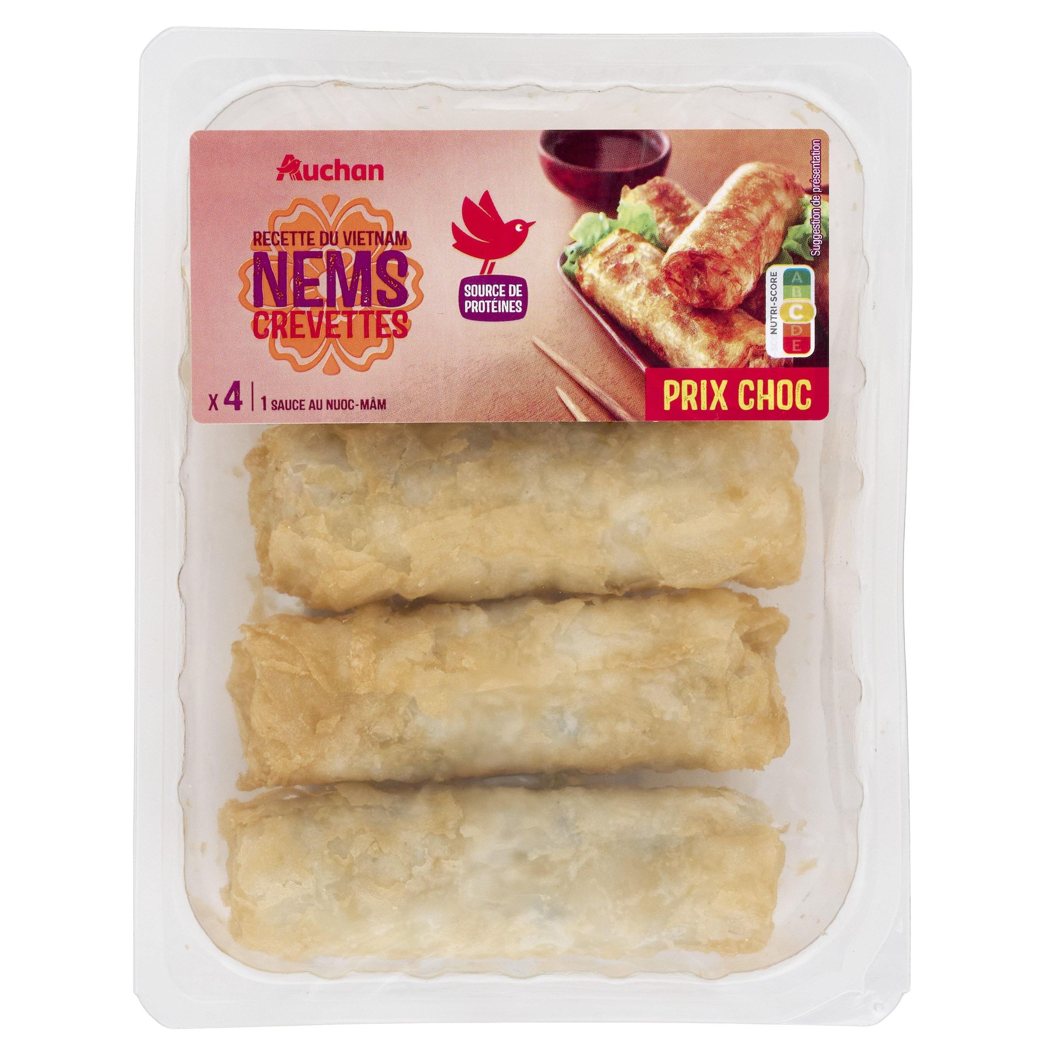 AUCHAN Nems aux crevettes et au poisson 4 pièces 280g