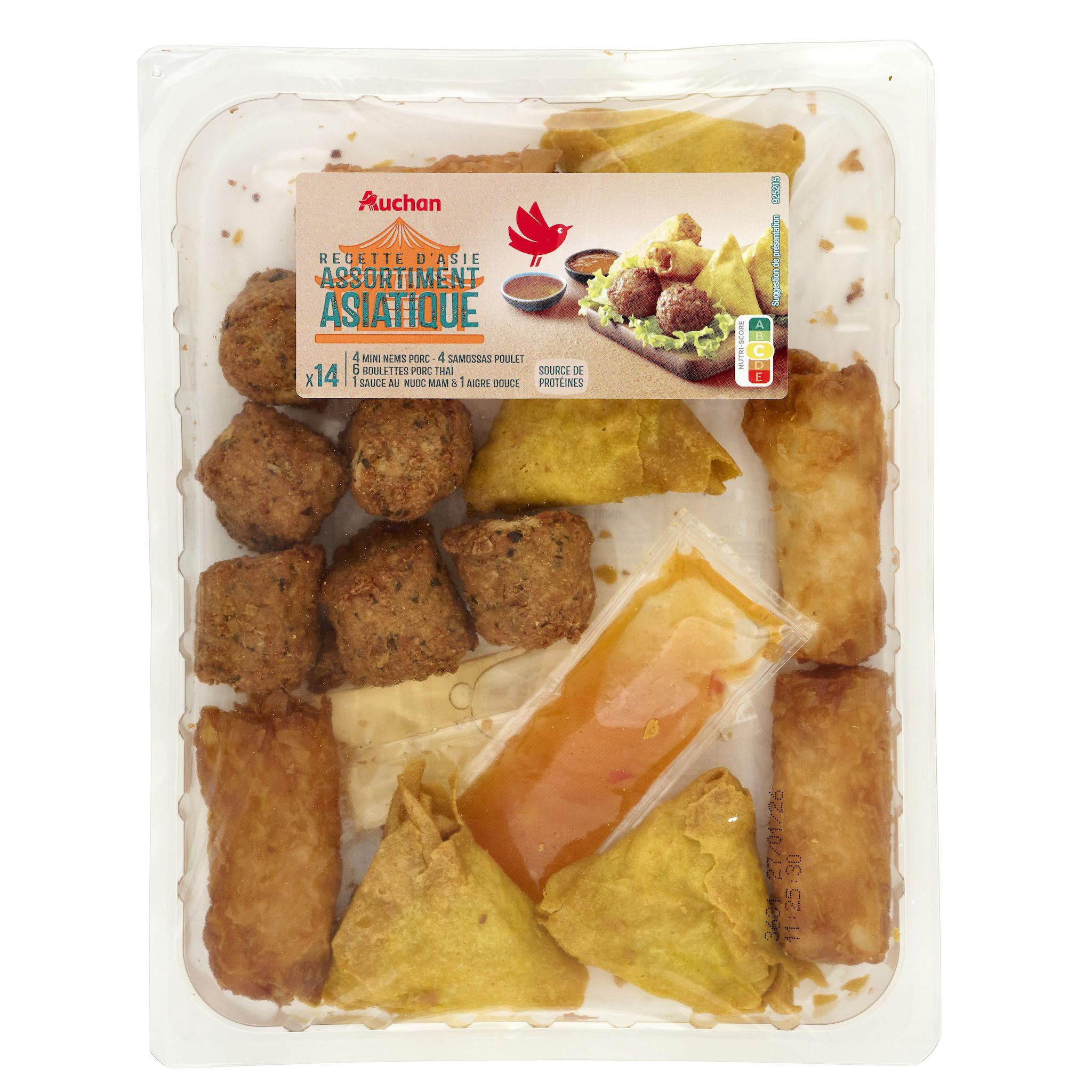 AUCHAN Petit assortiment asiatique 14 pièces 380g
