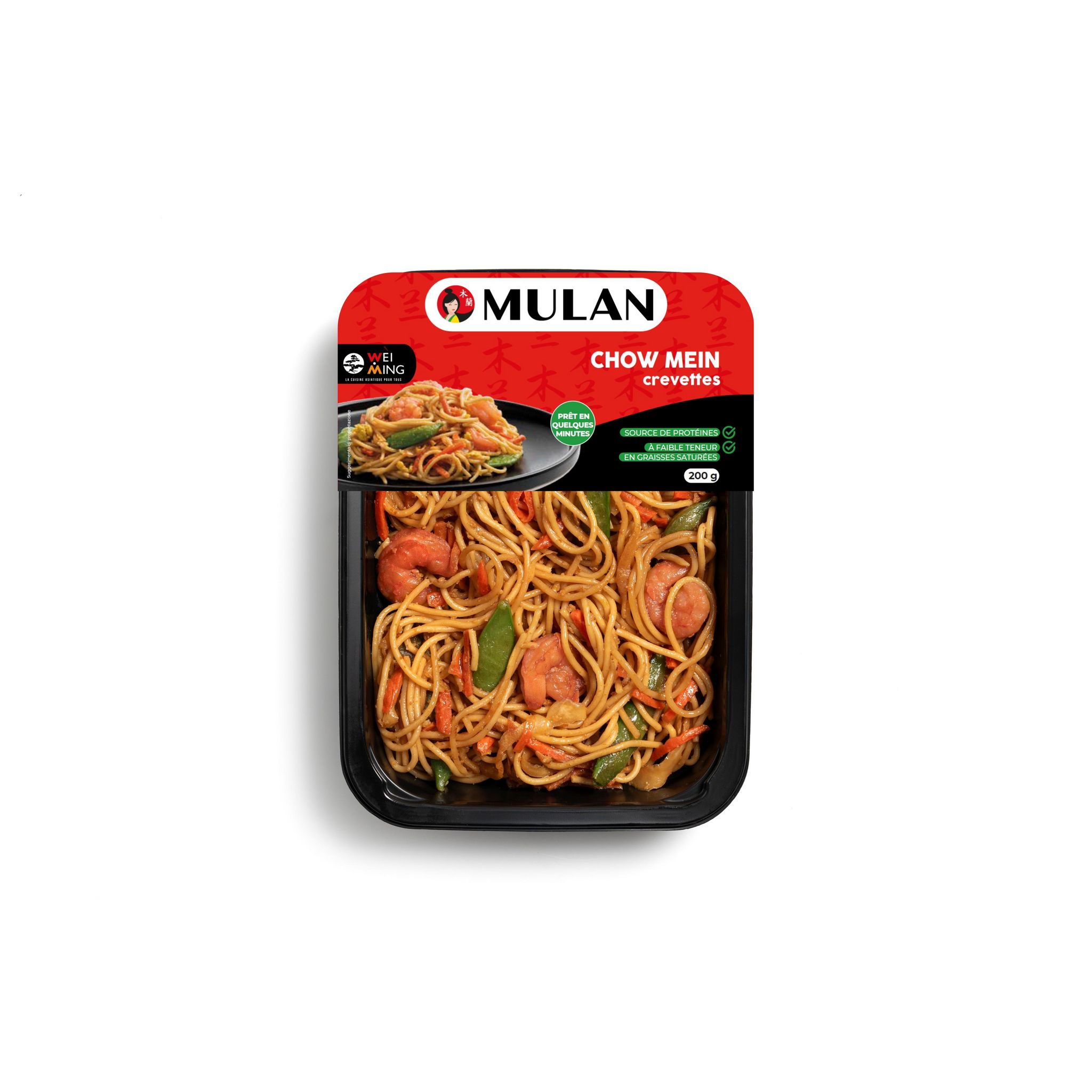 WEI MING Chow Mein nouilles aux légumes et crevettes 200g