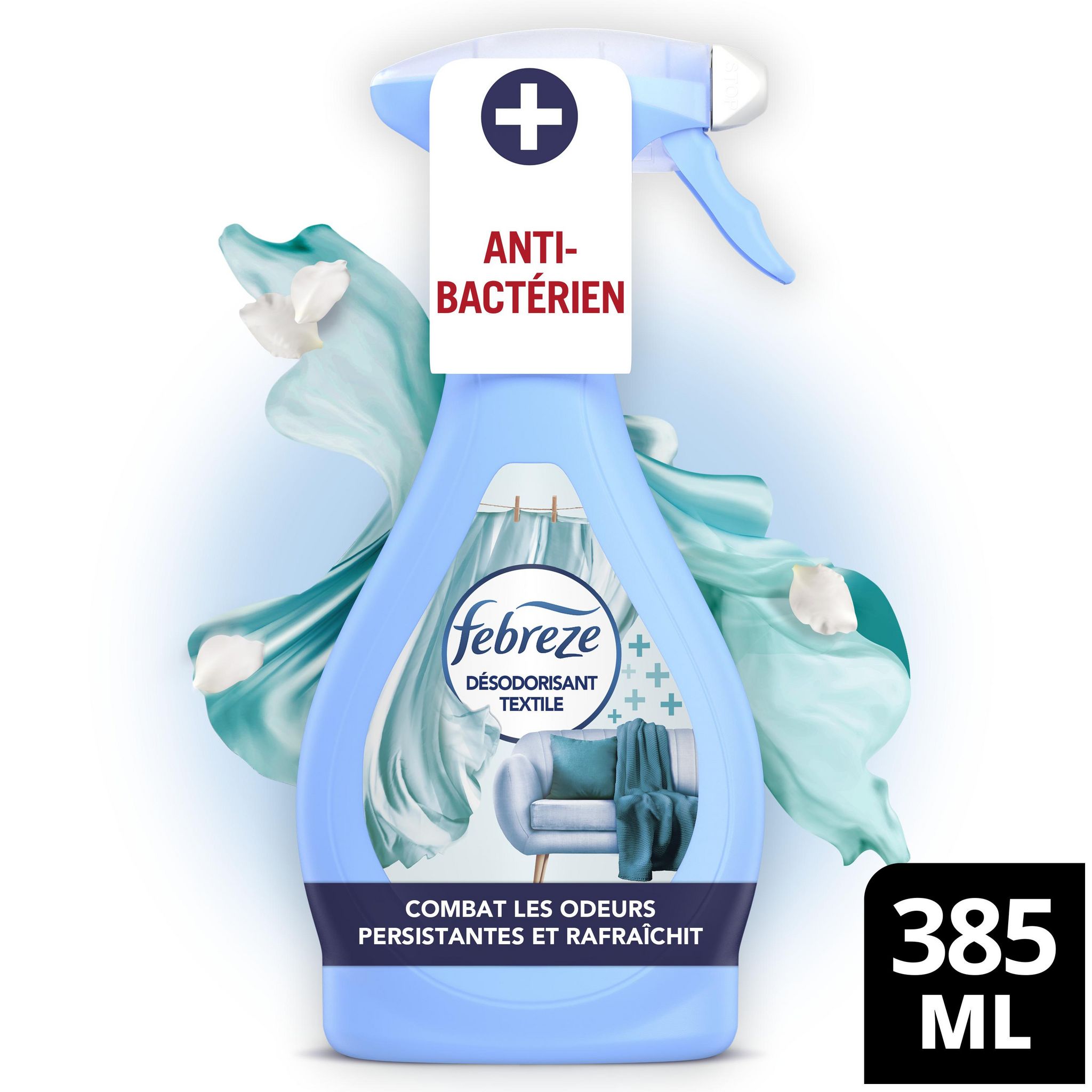 Voir la diapositive 2 : FEBREZE Spray désodorisant textile fraîcheur linge 385ml