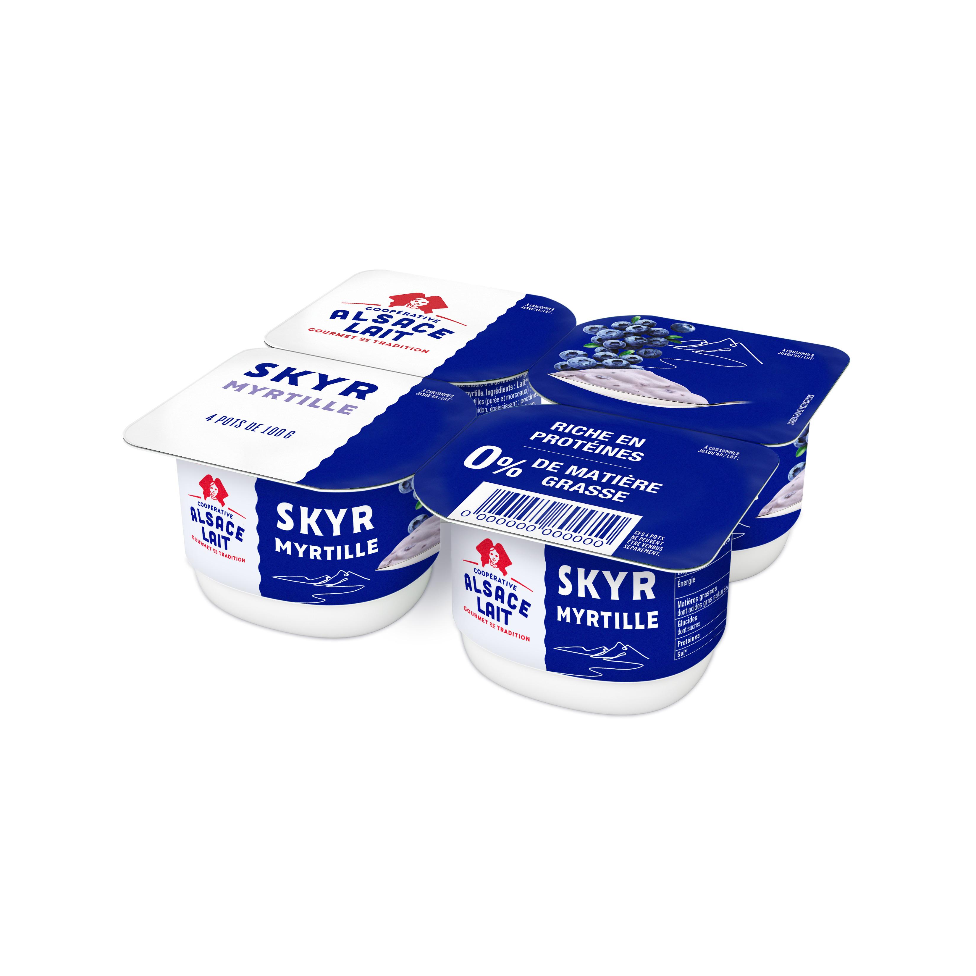 ALSACE LAIT Skyr brassé à la myrtille 4x100g