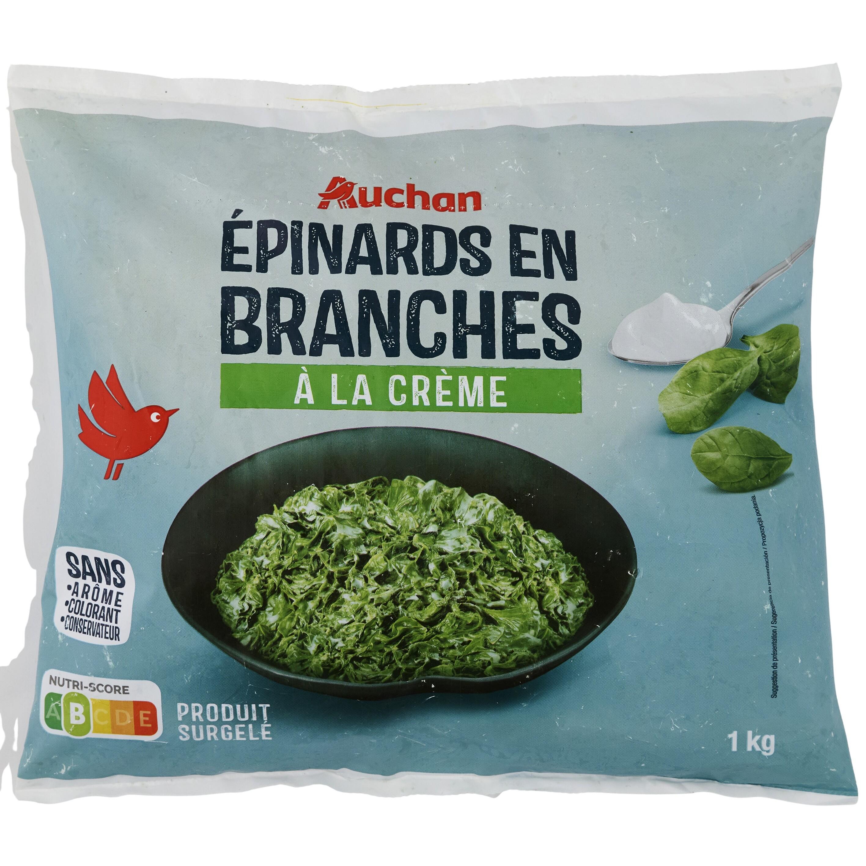 AUCHAN Épinards branches à la crème 1kg