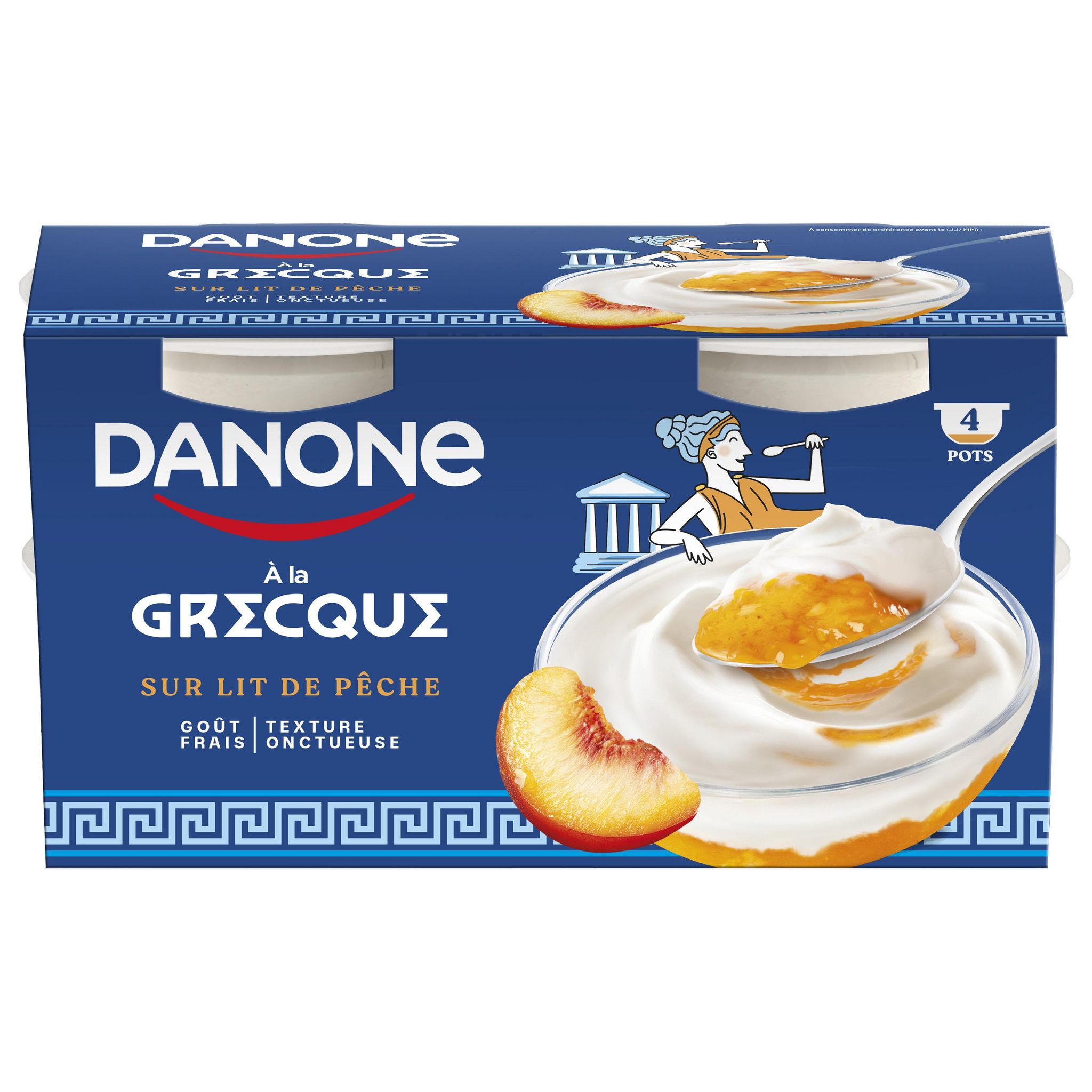 DANONE Yaourt à la grecque sur lit de pêche 4x115g