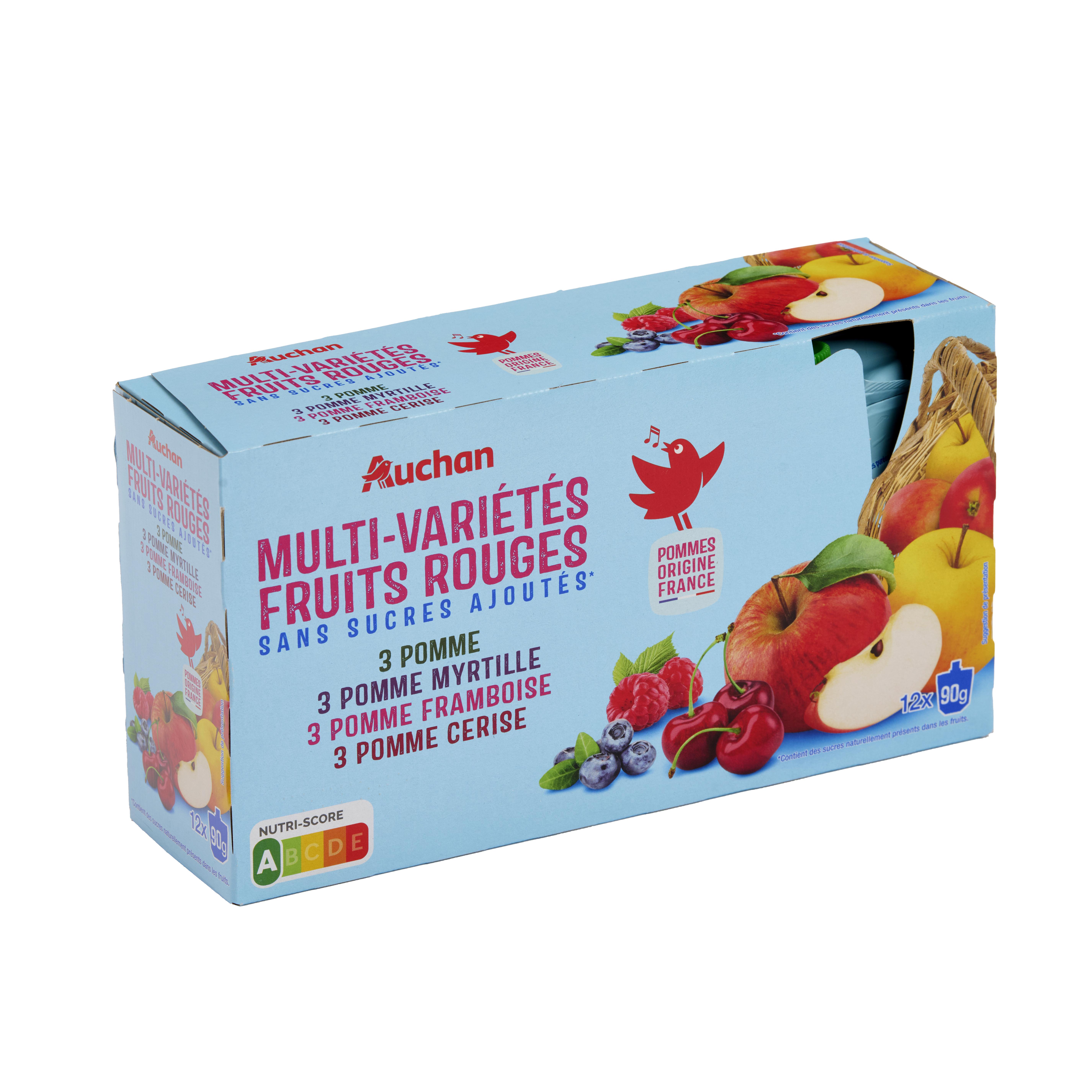 Voir la diapositive 3 : AUCHAN Gourde dessert fruits rouges 12x90g