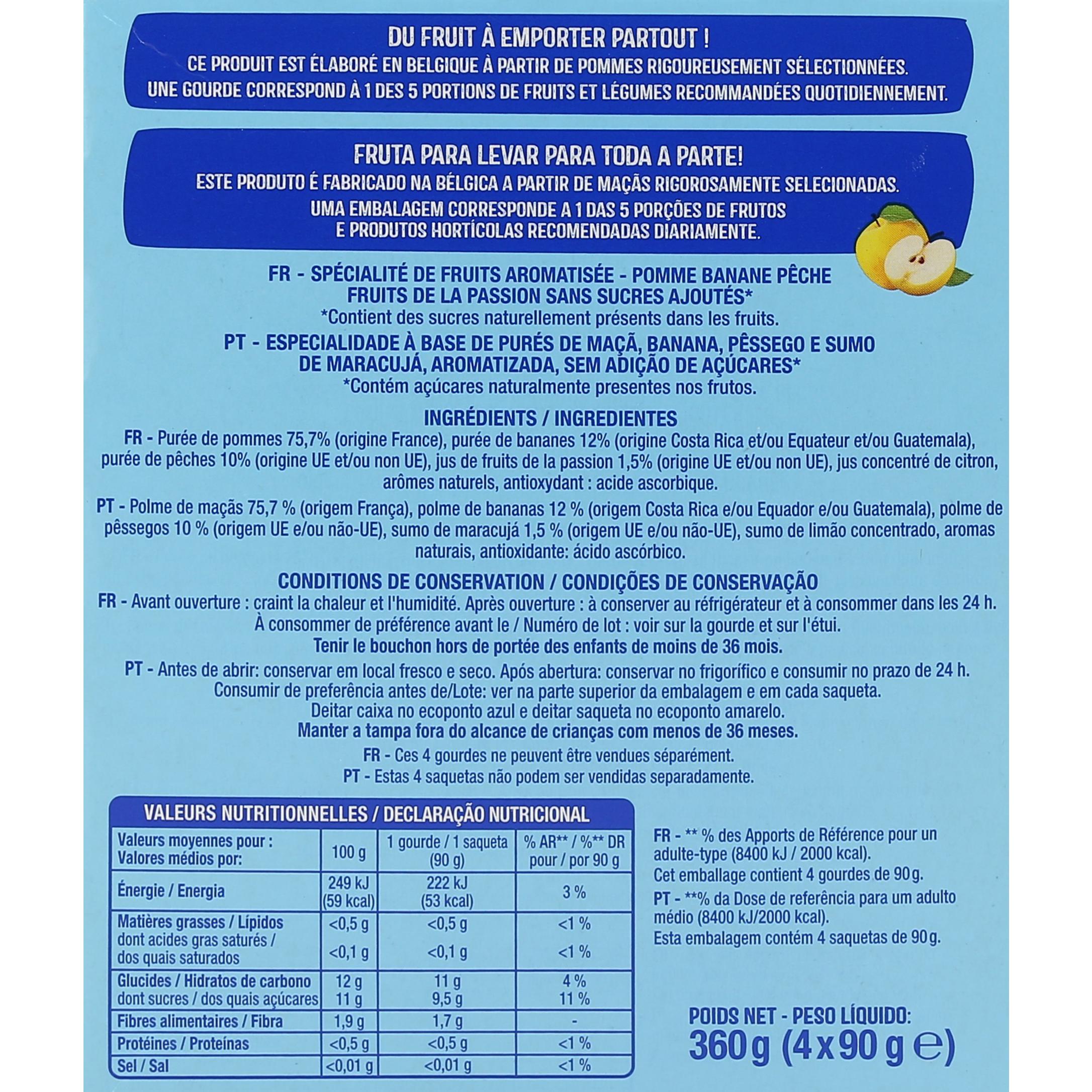 Voir la diapositive 3 : AUCHAN Gourde dessert multifruits dès 6 mois 4x90g