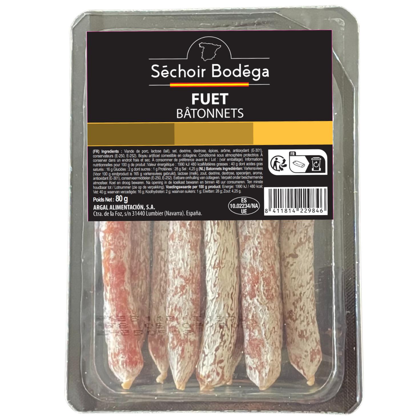 Voir la diapositive 2 : SECHOIR BODEGA Bâtonnets Fuet snack nature 80g