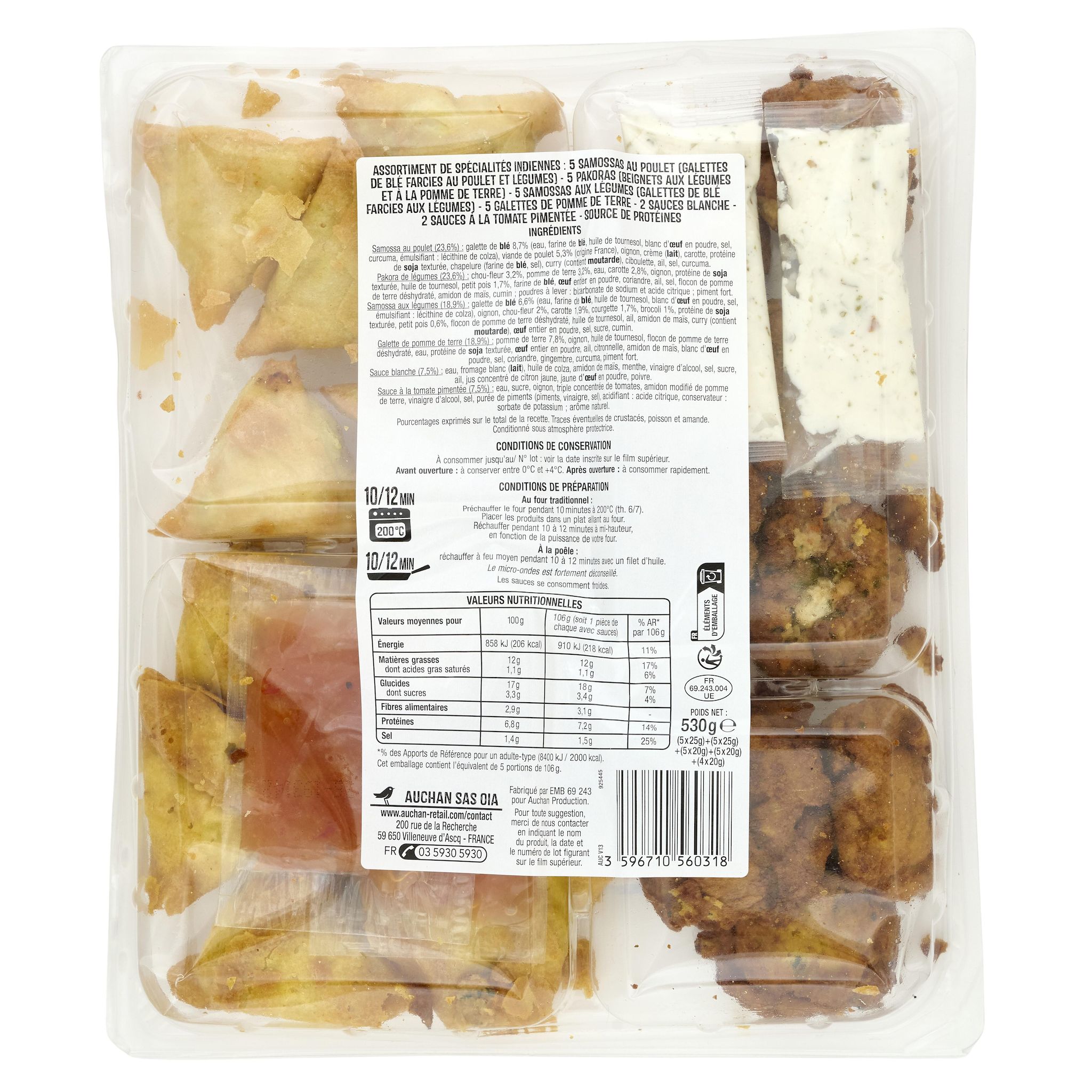 Voir la diapositive 2 : AUCHAN Assortiment indien 20 pièces 530g