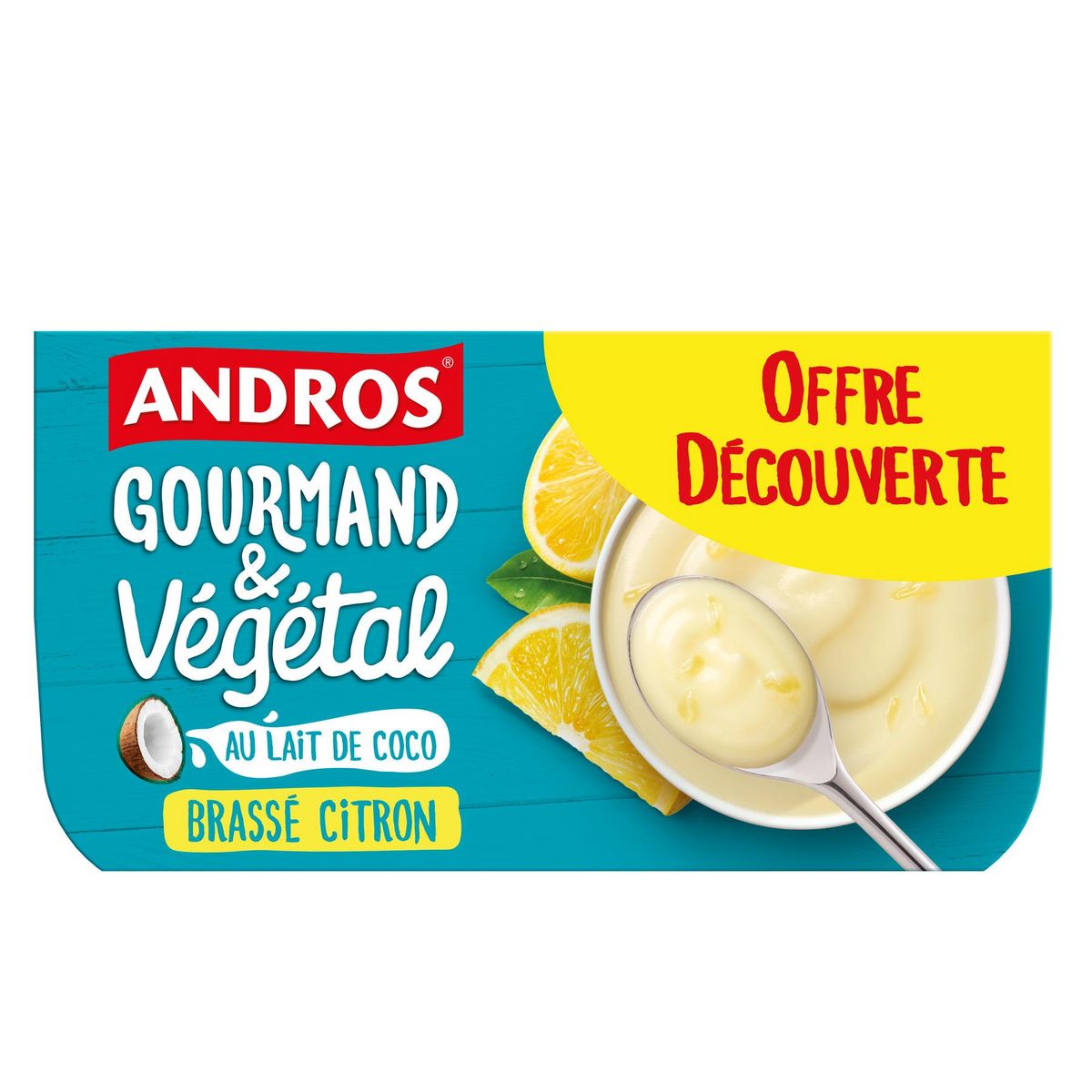 ANDROS Gourmand & végétal Dessert brassé au lait de coco au citron 4x100g