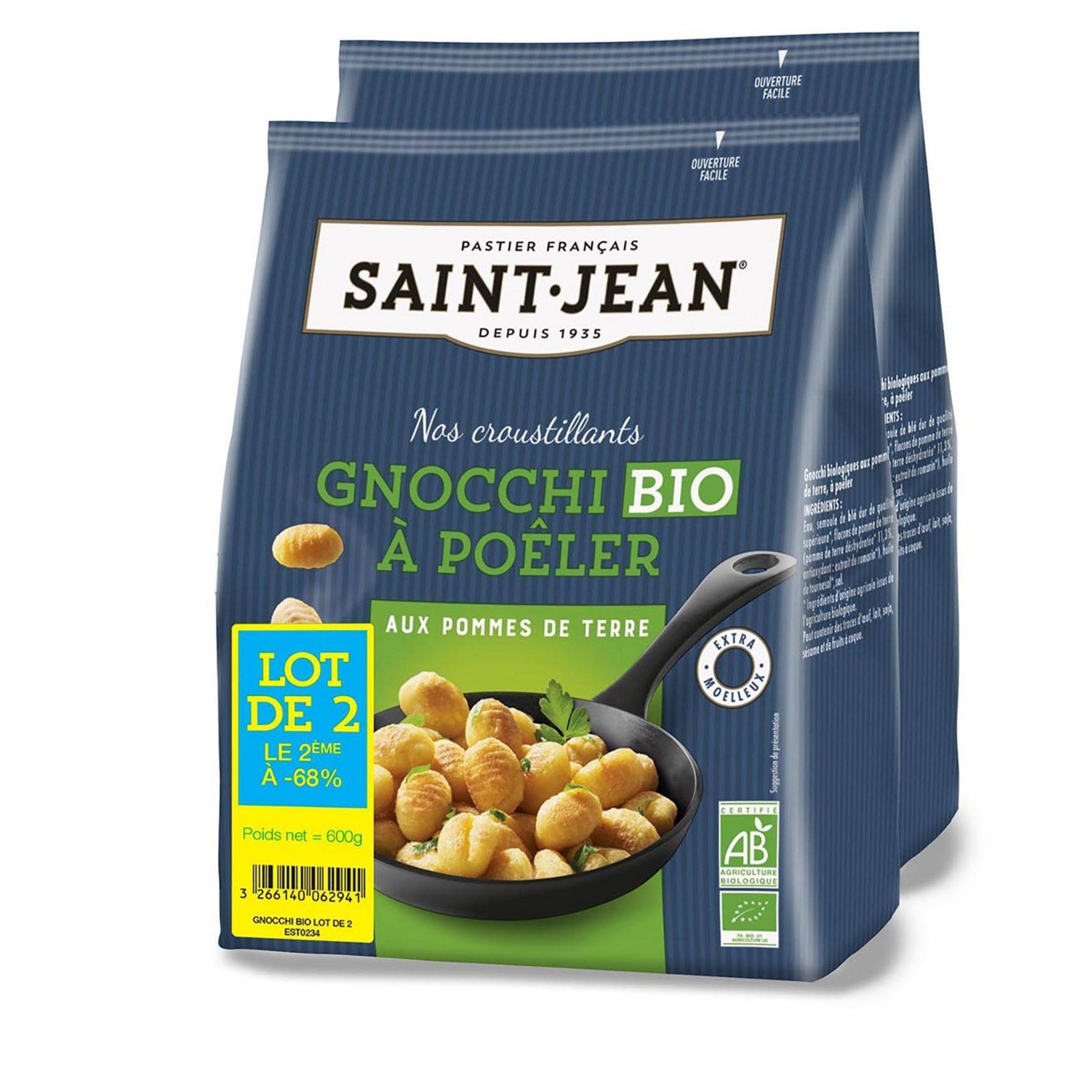 SAINT JEAN Gnocchi à poêler bio 2x300g