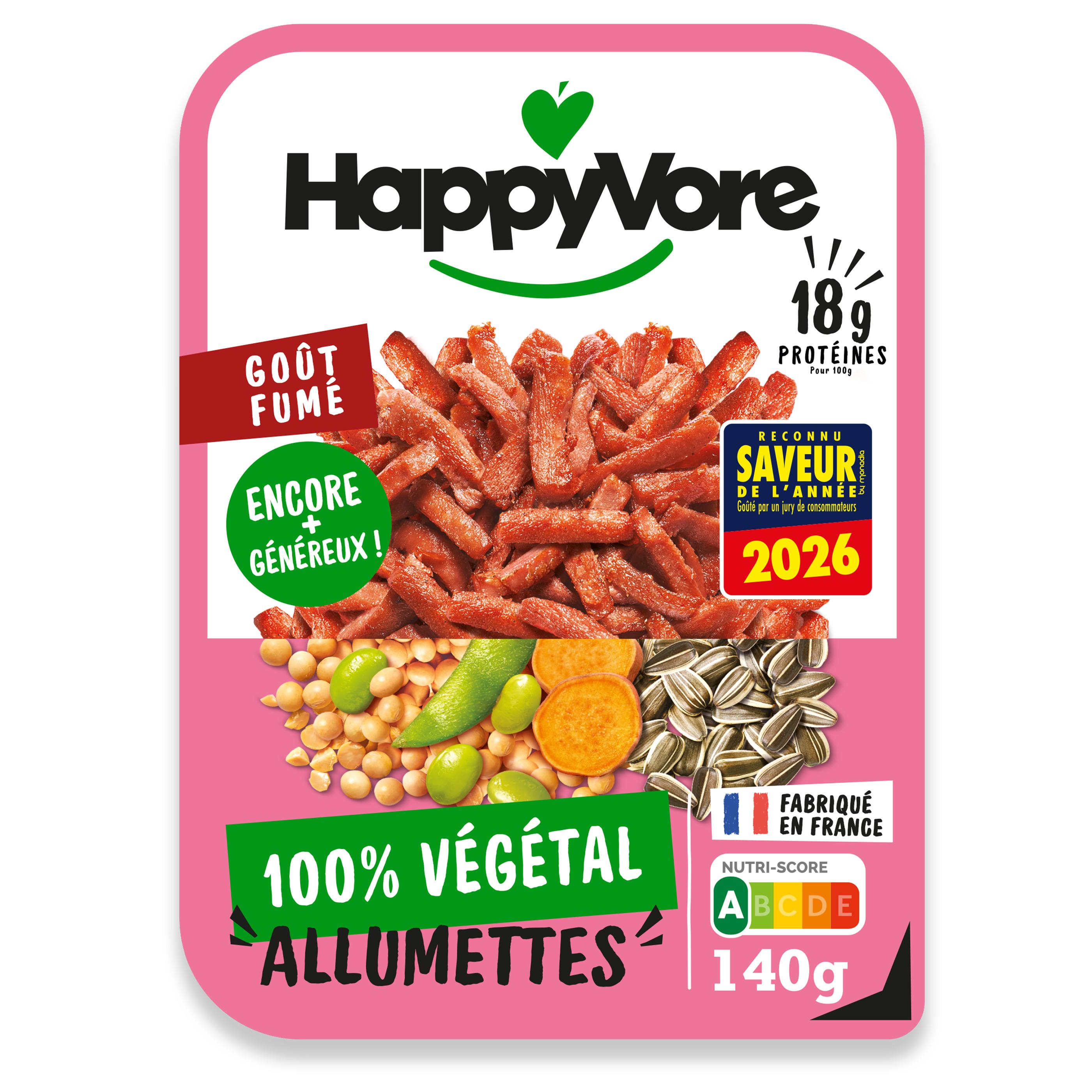 Voir la diapositive 2 : HAPPYVORE Allumettes végétales goût fumé 140g