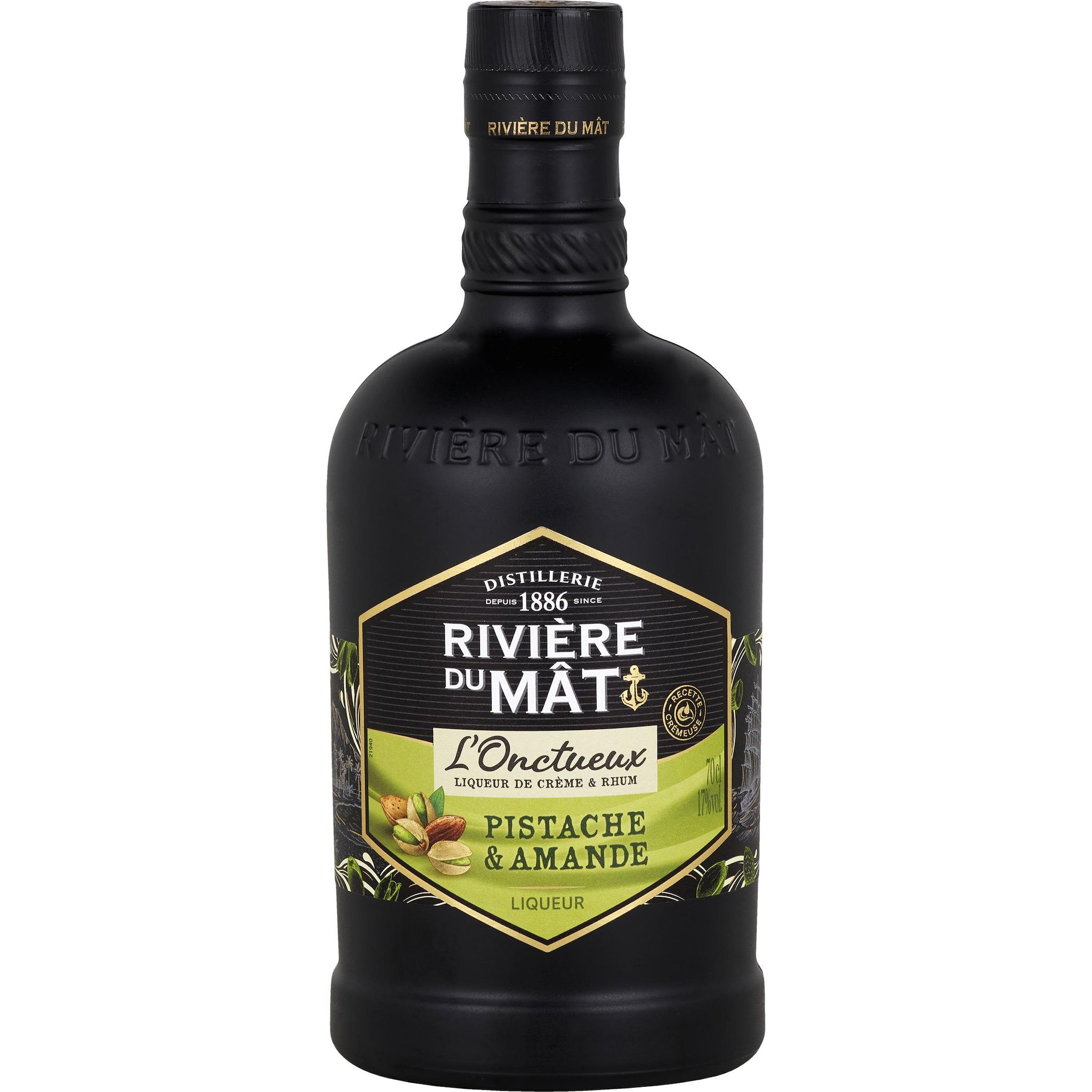 RIVIÈRE DU MAT Liqueur de crème et de rhum pistache et amande 17% 70cl
