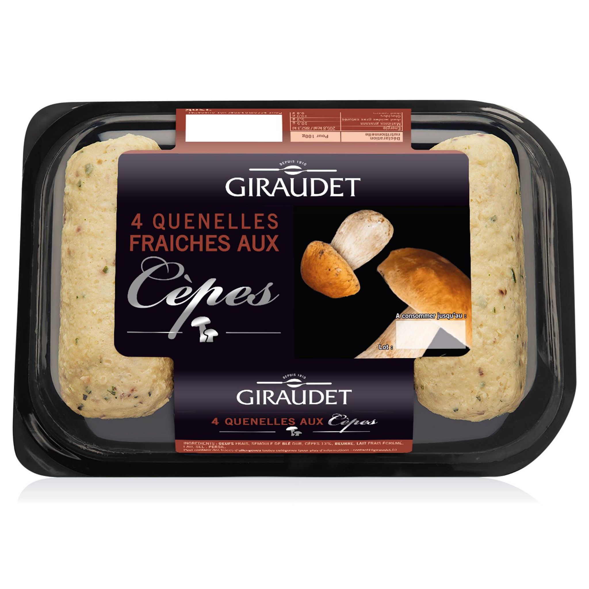 GIRAUDET Quenelles fraîches aux cèpes 4 pièces 320g