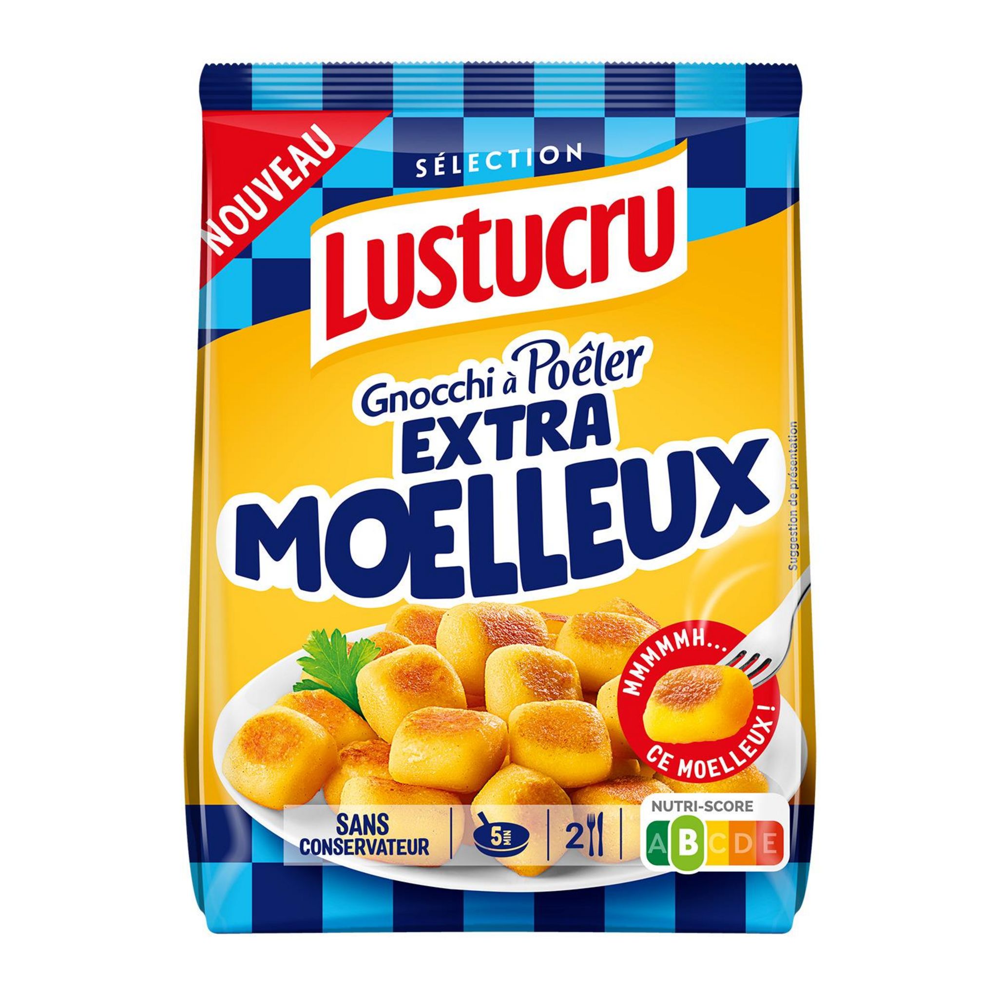LUSTUCRU Gnocchi à poêler extra moelleux 2 parts 300g