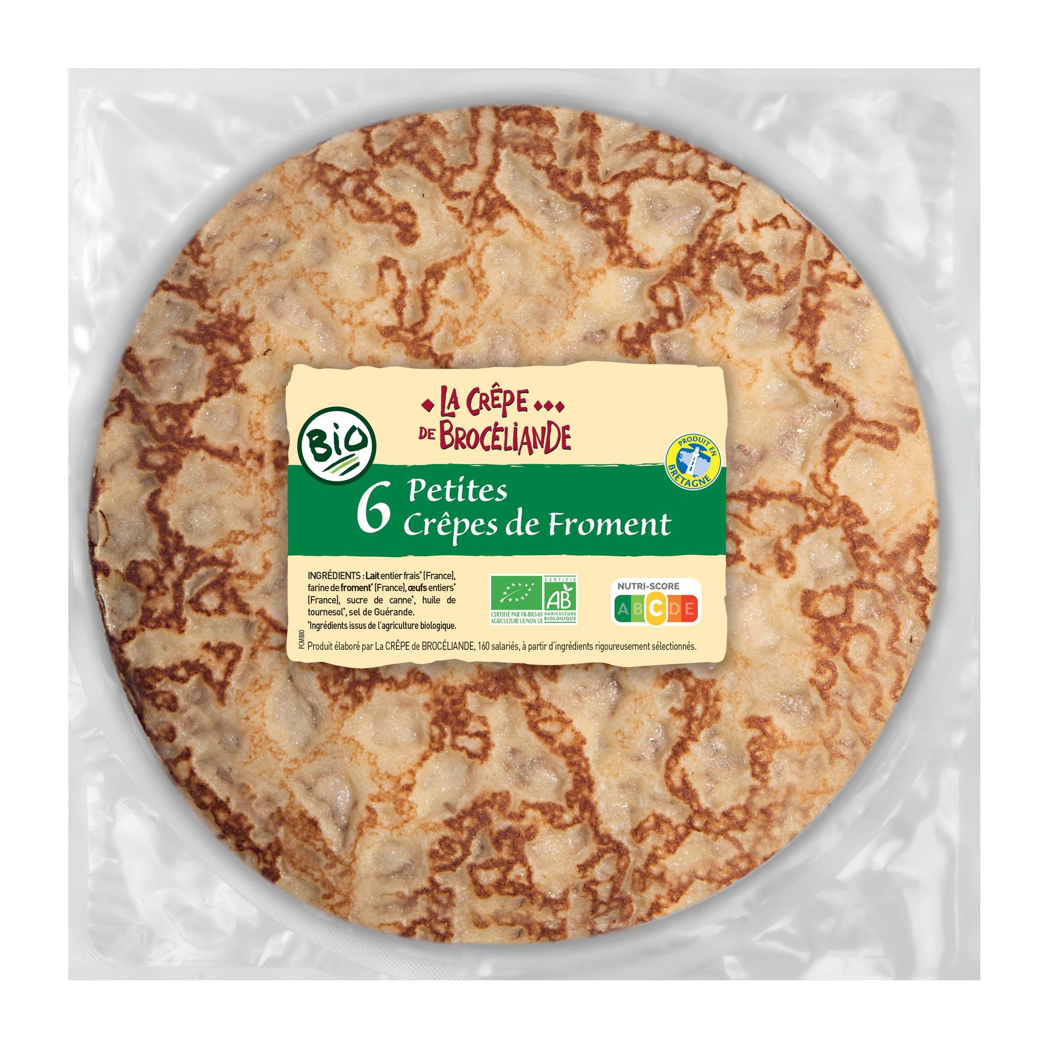 LA CREPE DE BROCELIANDE 6 petites crêpes moelleuses bio en sachet 6 pièces 240g