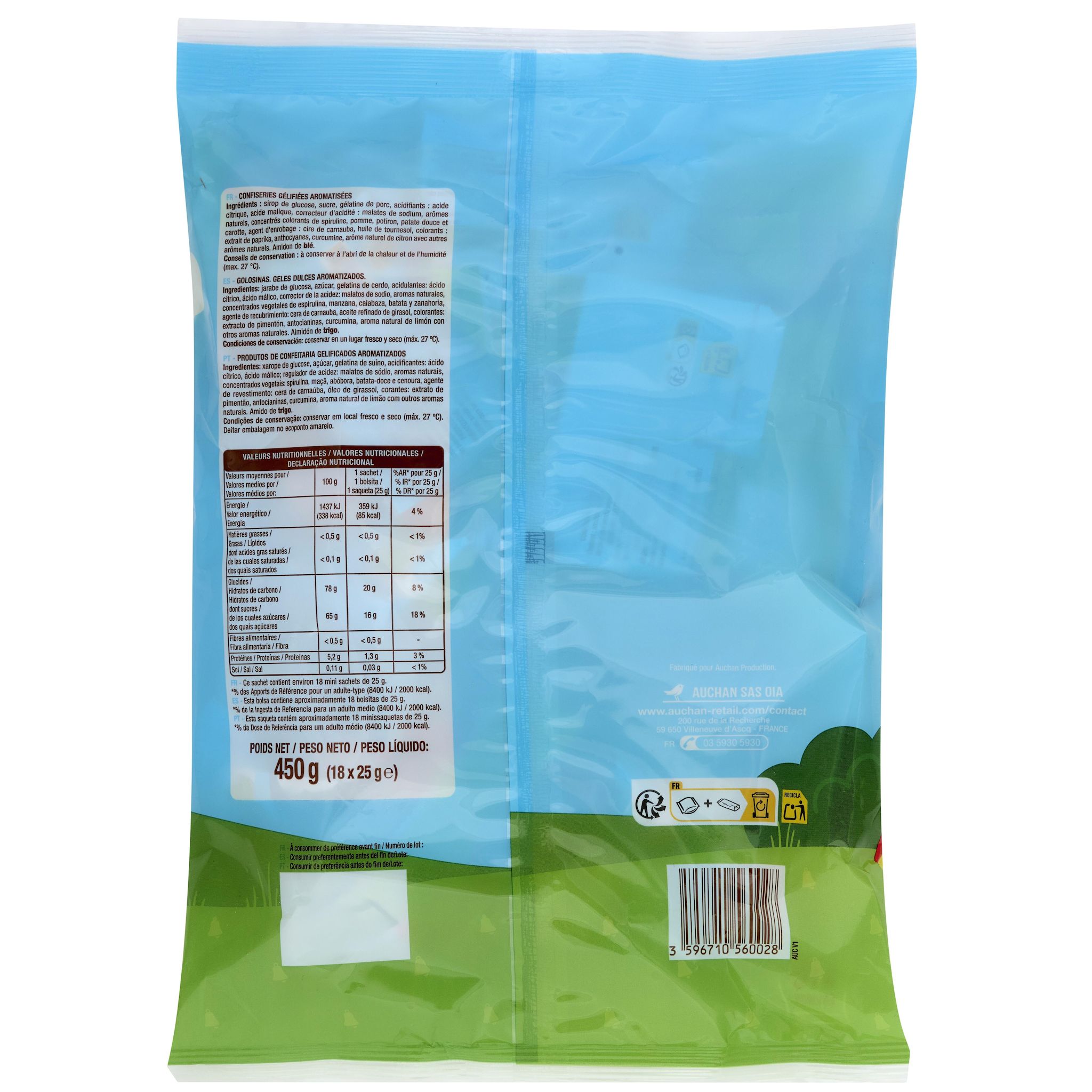 Voir la diapositive 2 : VENDOME Assortiment de bonbons acides et doux aux fruits 450g