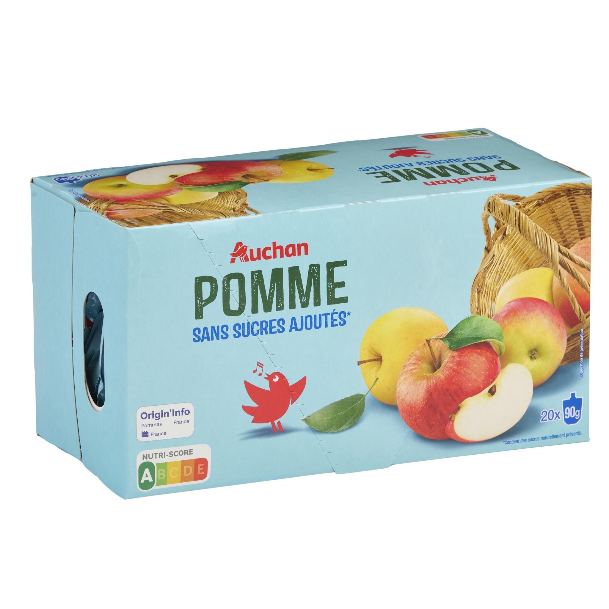 Voir la diapositive 5 : AUCHAN Gourdes pomme sans sucres ajoutés 20x90g