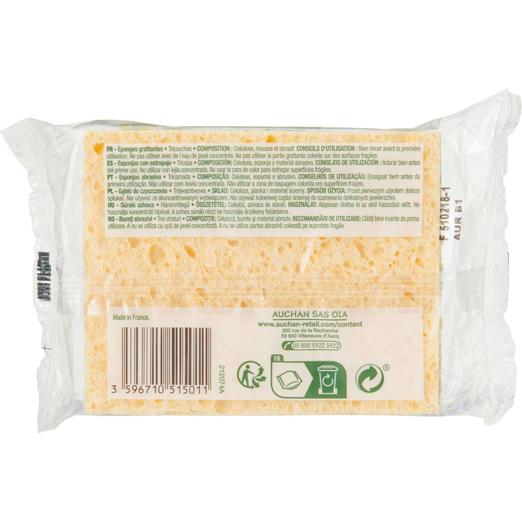 Voir la diapositive 2 : POUCE Eponge grattante multi-usages 4 éponges