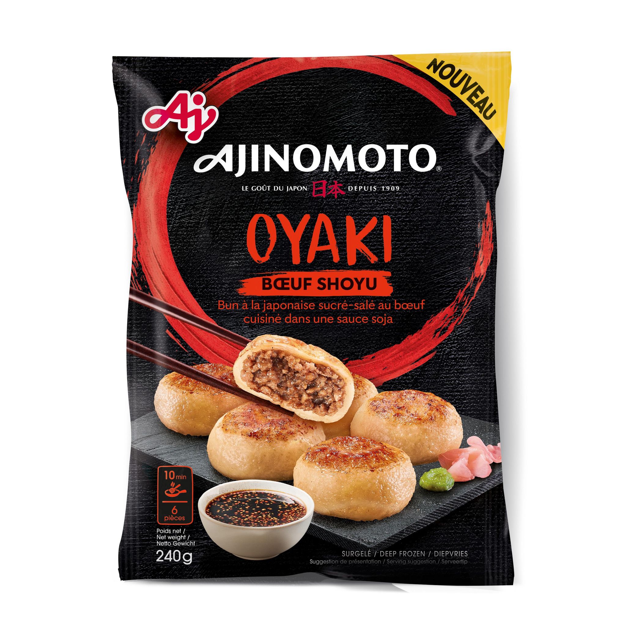 AJINOMOTO Oyaki boeuf oignon sauce soja spécialité japonaise 6x240g