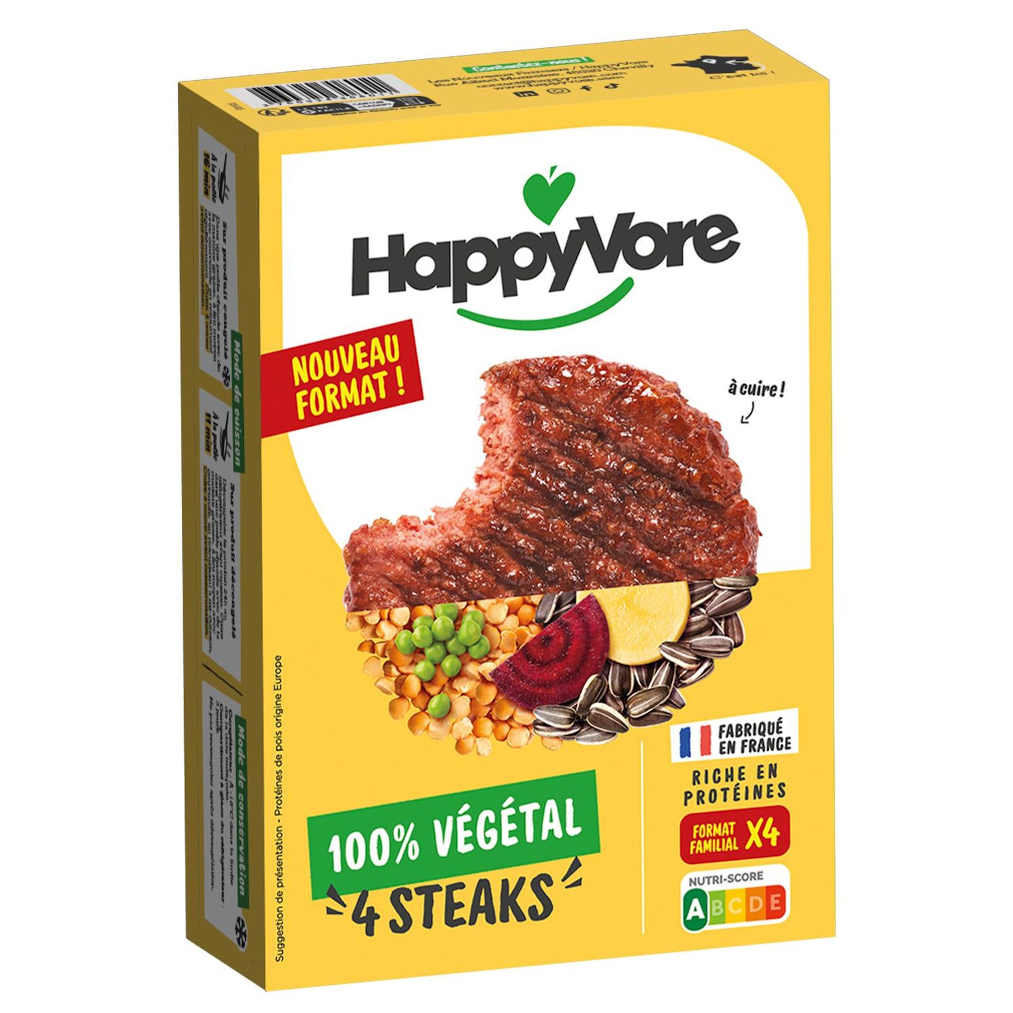 Voir la diapositive 2 : HAPPYVORE Steak végétal gourmand 400g