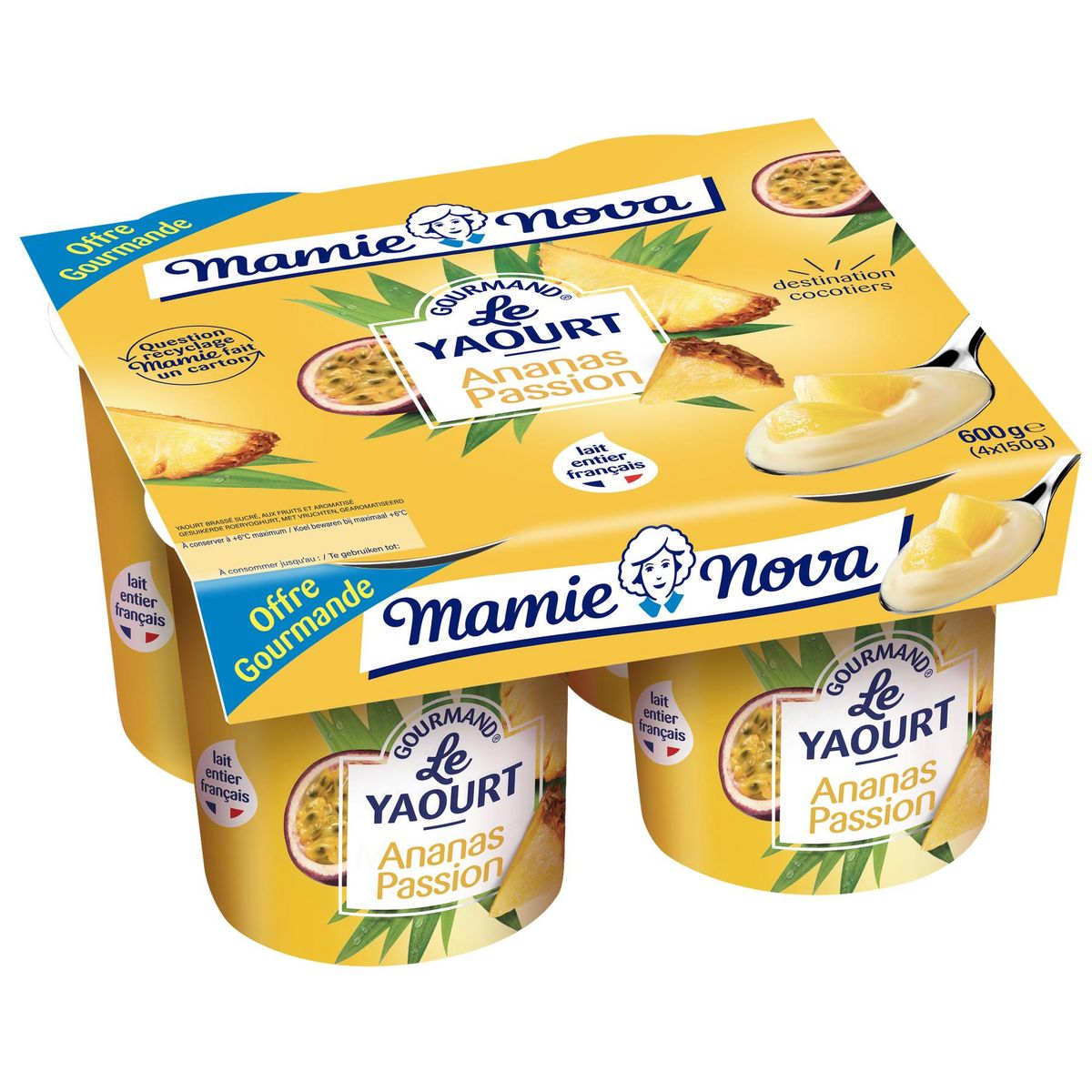 MAMIE NOVA Yaourt brassé à l'ananas passion 4x150g