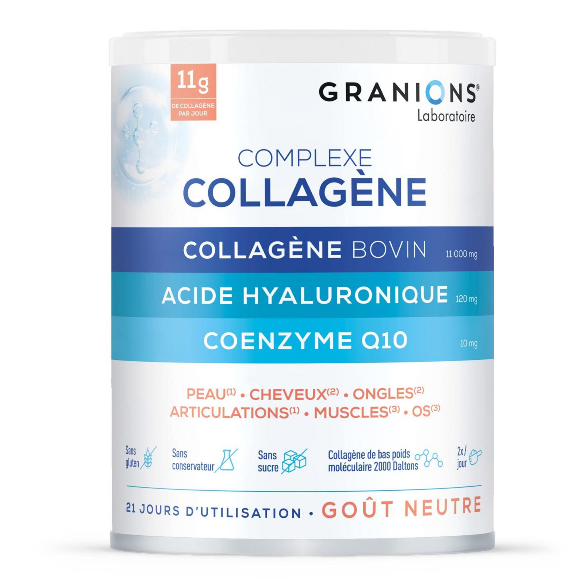 GRANIONS Complexe collagène bovin acide hyaluronique coenzyme Q10 262.8g