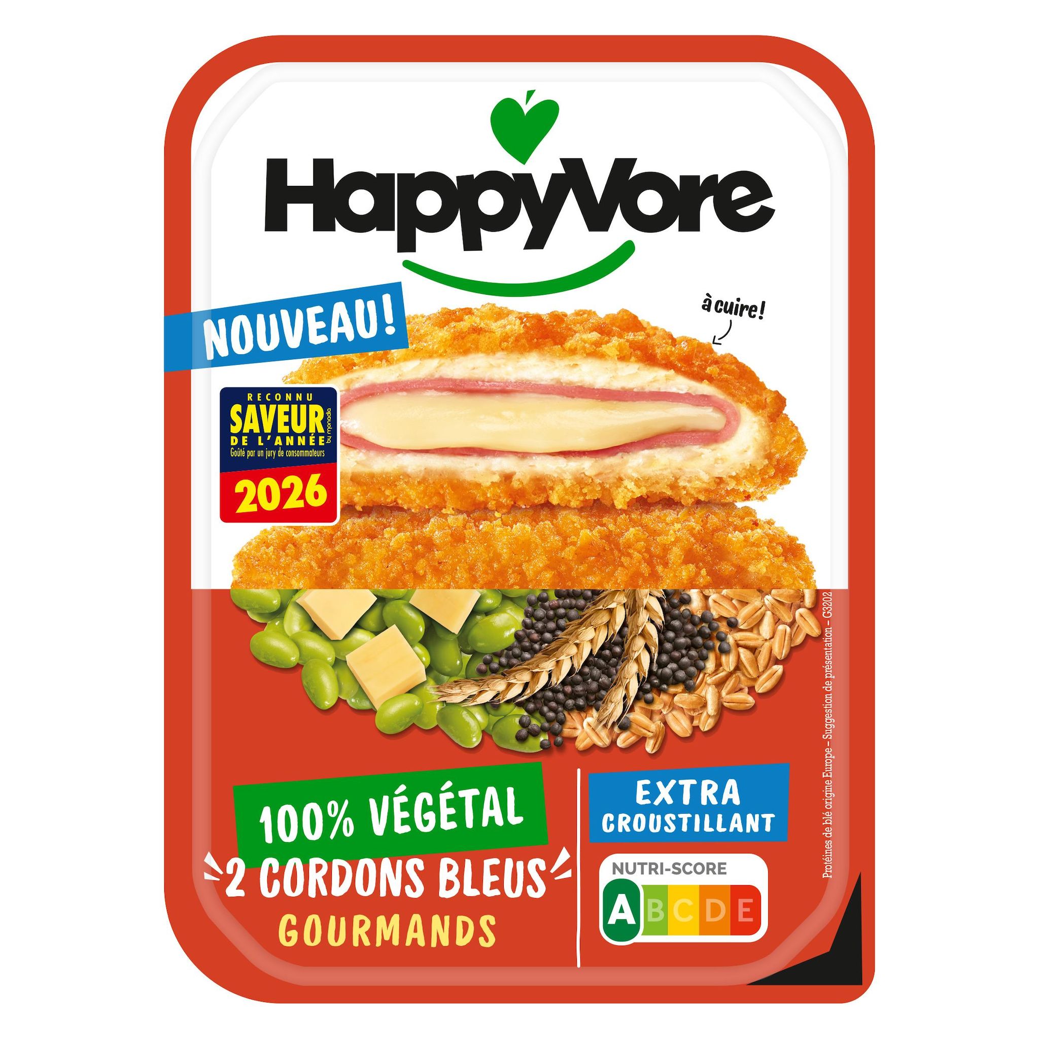 HAPPYVORE Cordon bleu végétal extra croustillant 2 pièces 180g