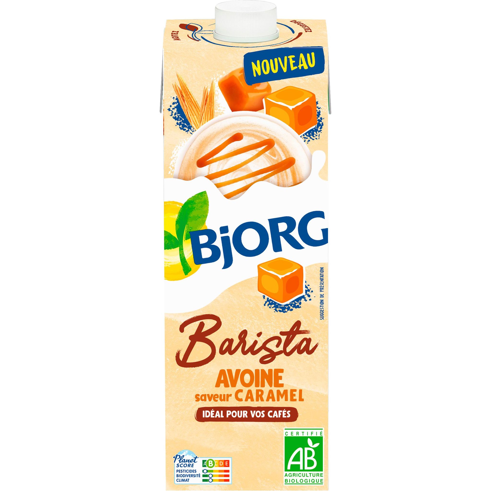 Voir la diapositive 2 : BJORG Barista Boisson végétale avoine aromatisé caramel bio 1l