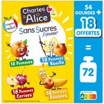 CHARLES & ALICE Gourdes compotes pommes bananes cerises vanille ssa 54+18 offertes 72x90g