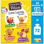 CHARLES & ALICE Gourdes compotes de pommes mirabelles pêches et fruits rouges ssa 54+18 offertes 72x90g