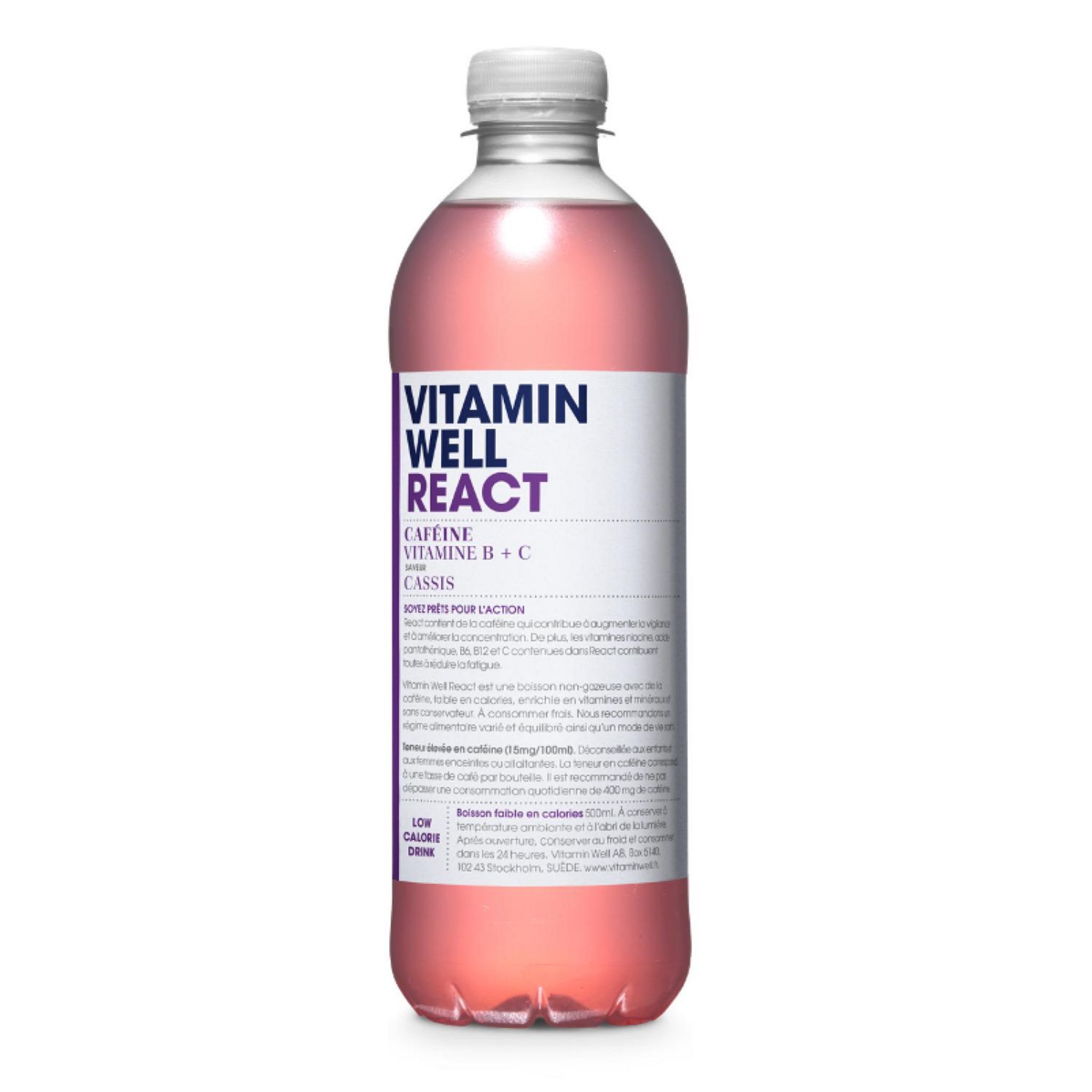 VITAMIN WELL Vitamin Well React Boisson caféinée et vitaminée saveur cassis 50cl
