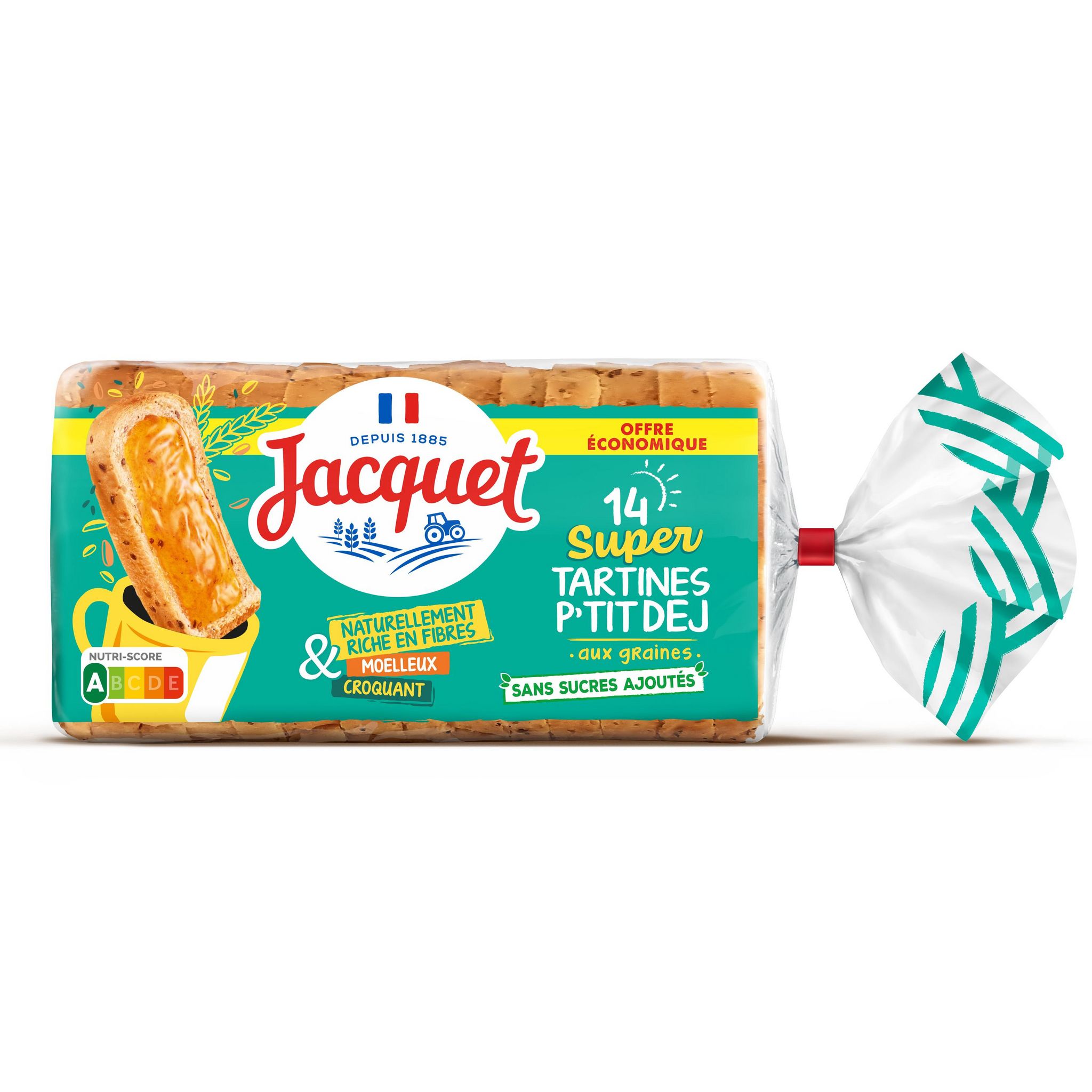 JACQUET Super tartines p'tit dej aux graines sans sucres ajoutées 14 tranches 410g
