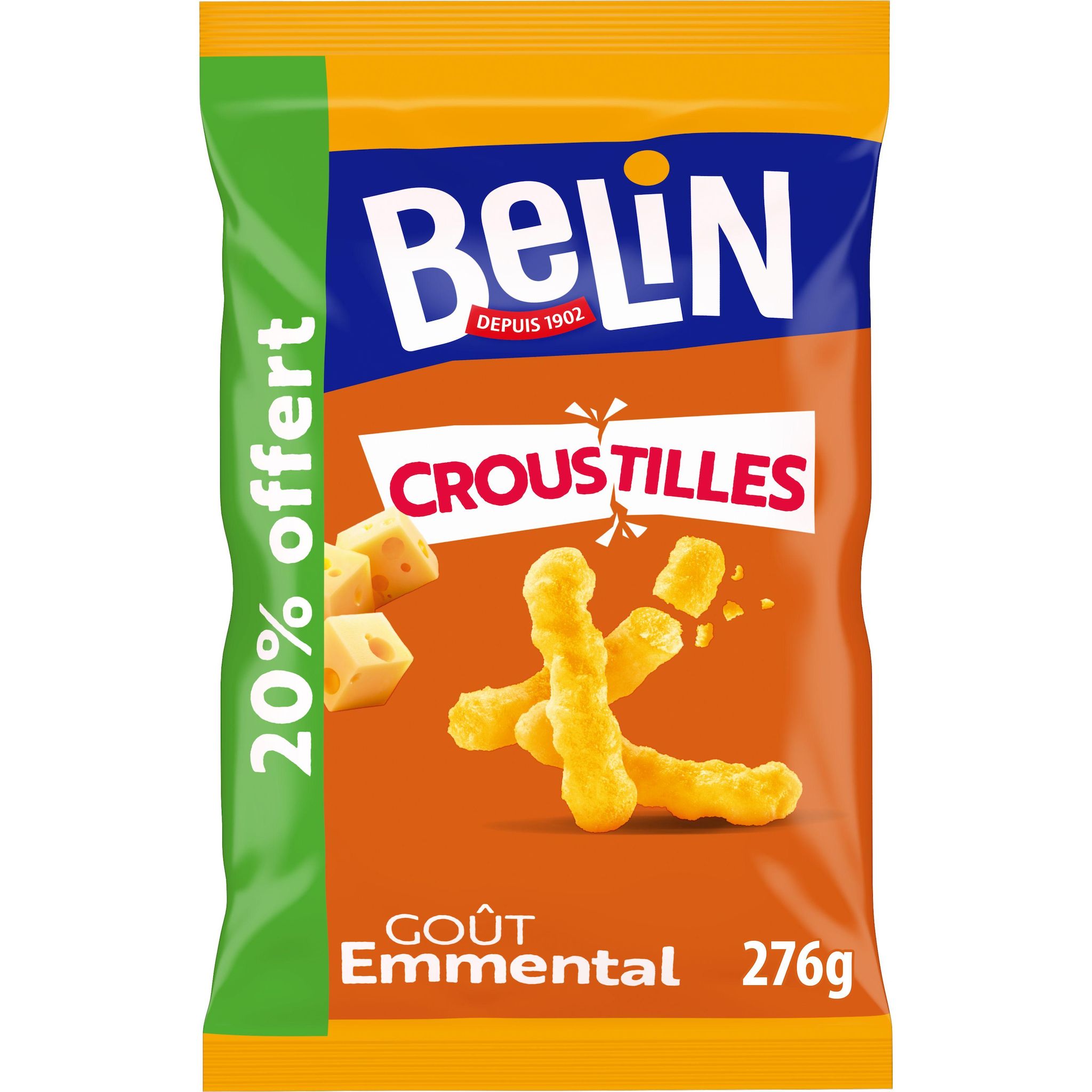 BELIN Biscuits salés apéritif Croustilles goût emmental 20% offert 2x138g