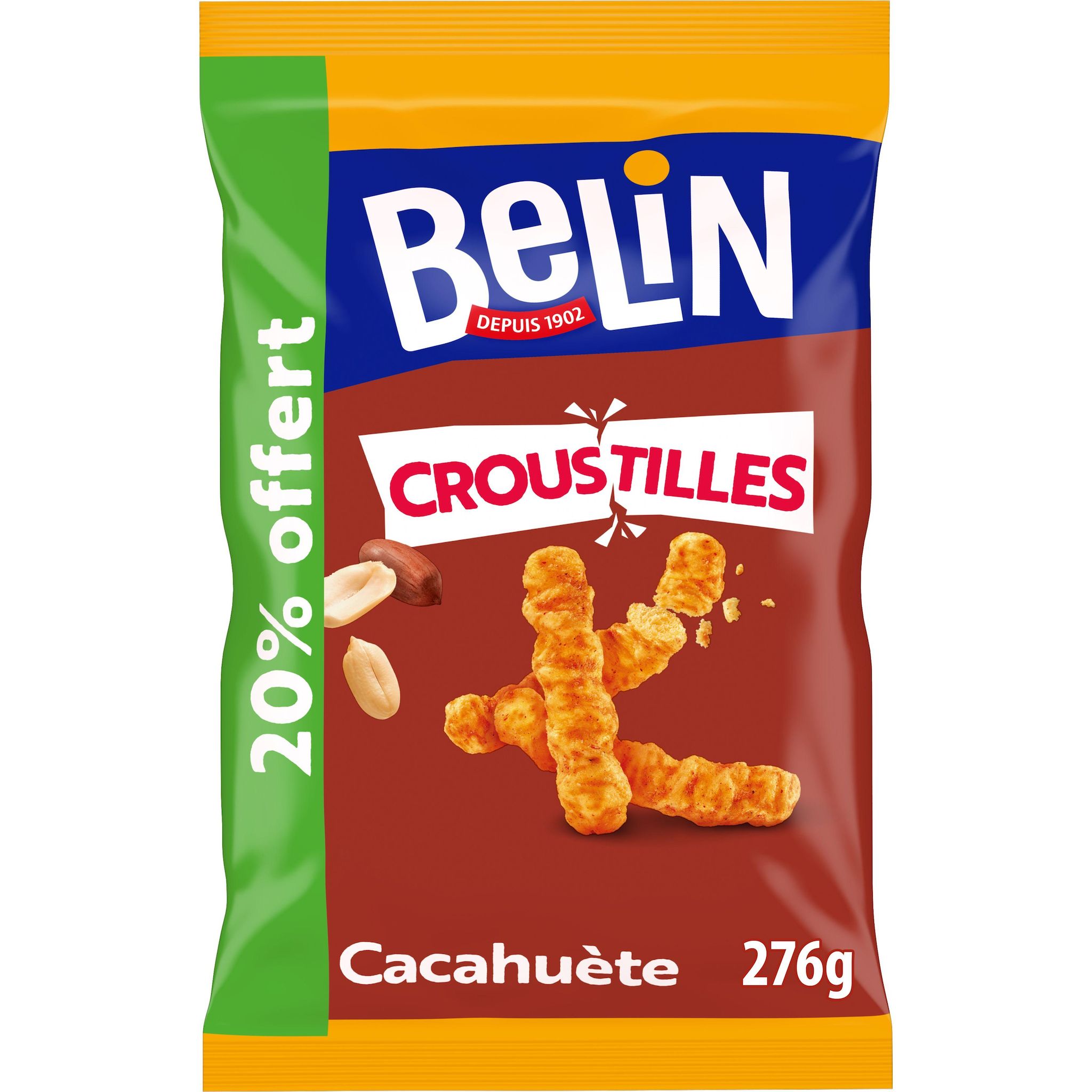 BELIN Biscuits salés apéritif Croustilles goût cacahuète 20% offert 2x138g